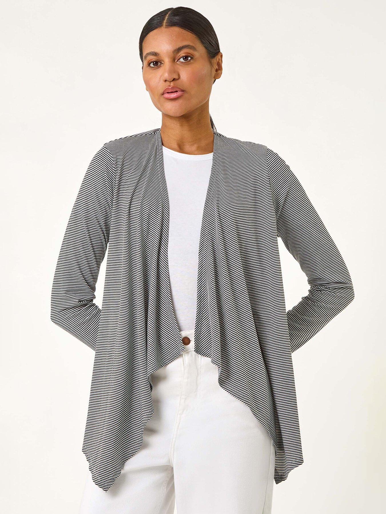 Image 1 of 5 of Roman Waterfall Stetch Jersey Cardigan - Black
