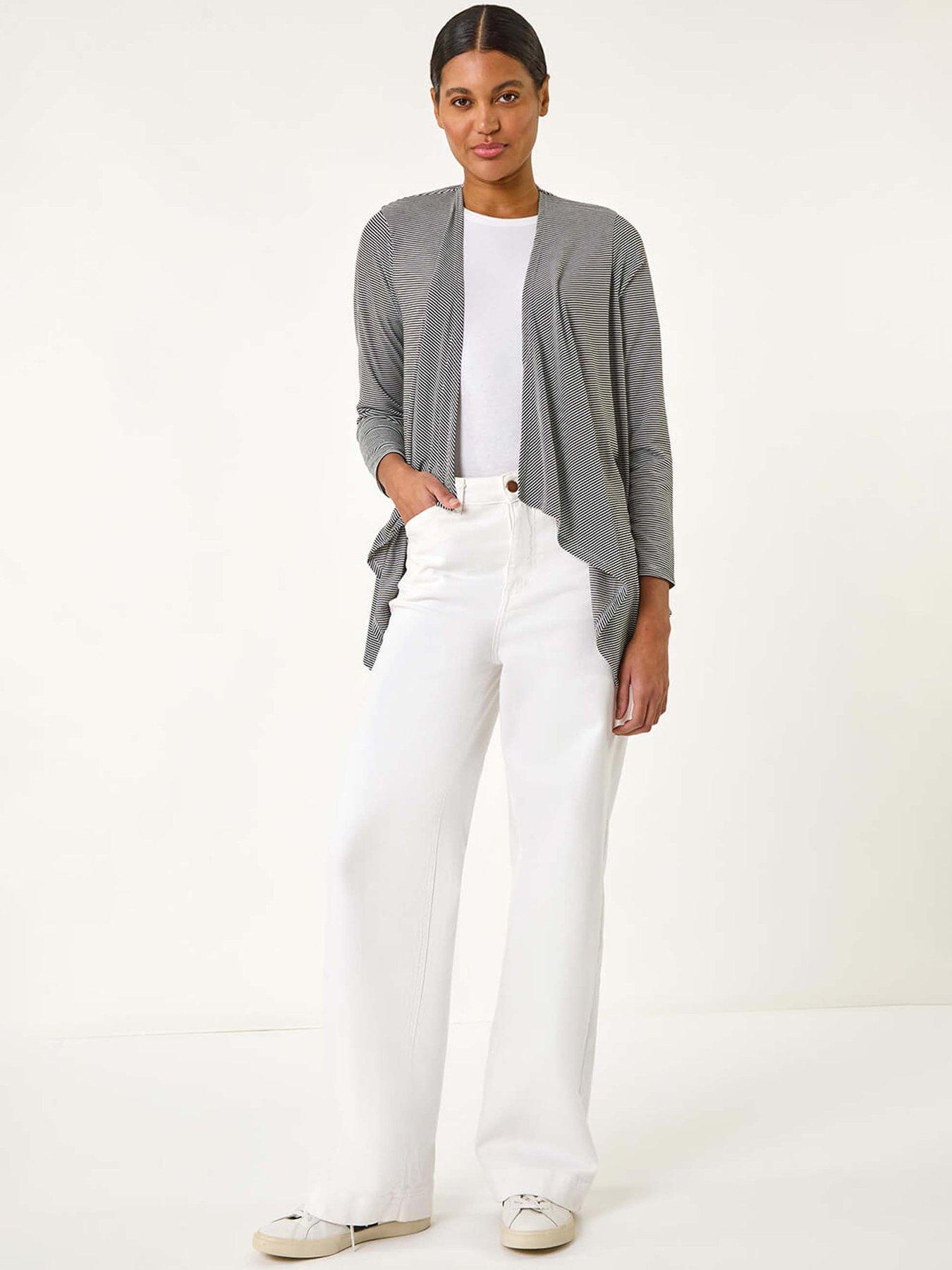 Image 3 of 5 of Roman Waterfall Stetch Jersey Cardigan - Black