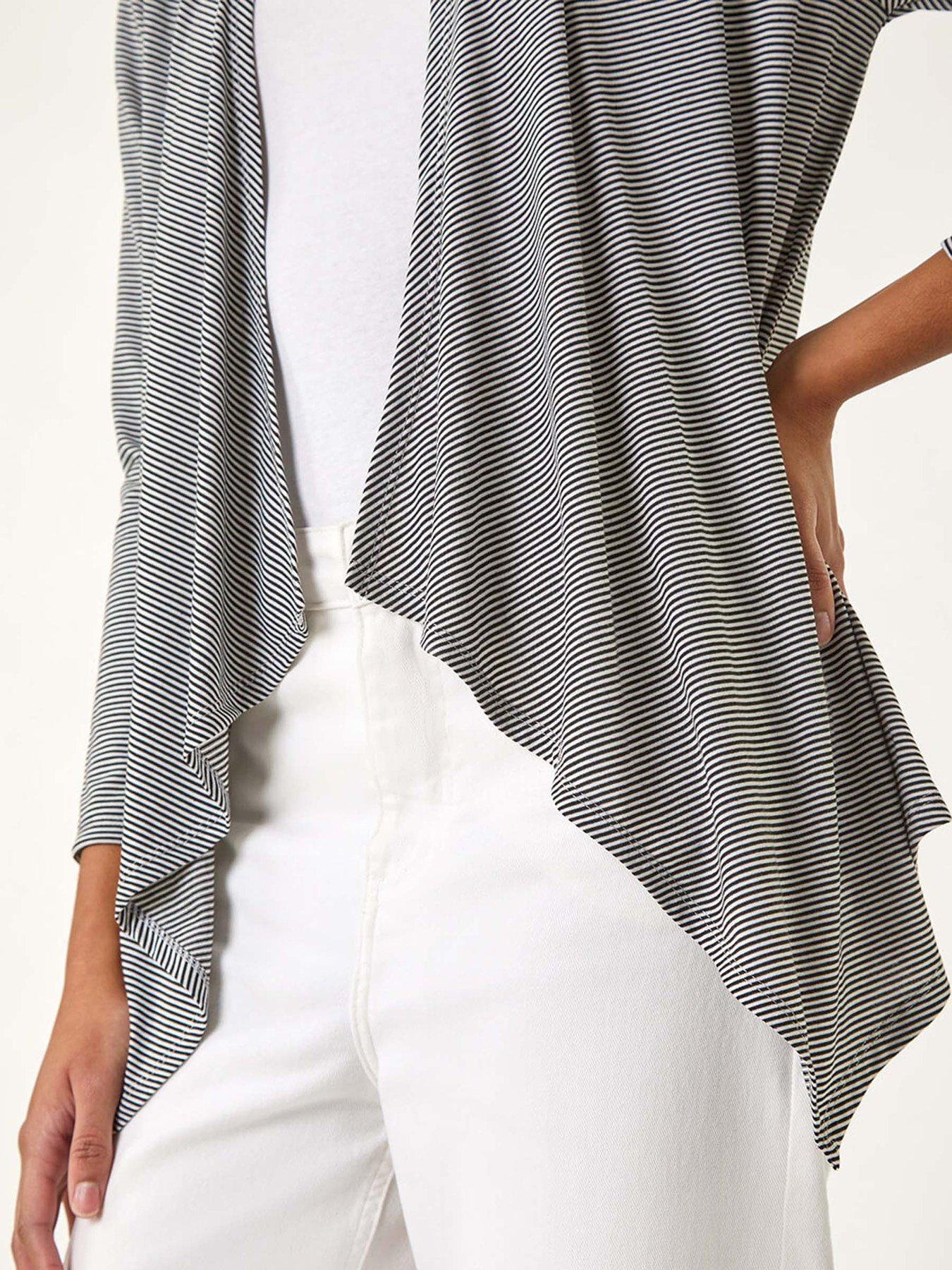 Image 5 of 5 of Roman Waterfall Stetch Jersey Cardigan - Black