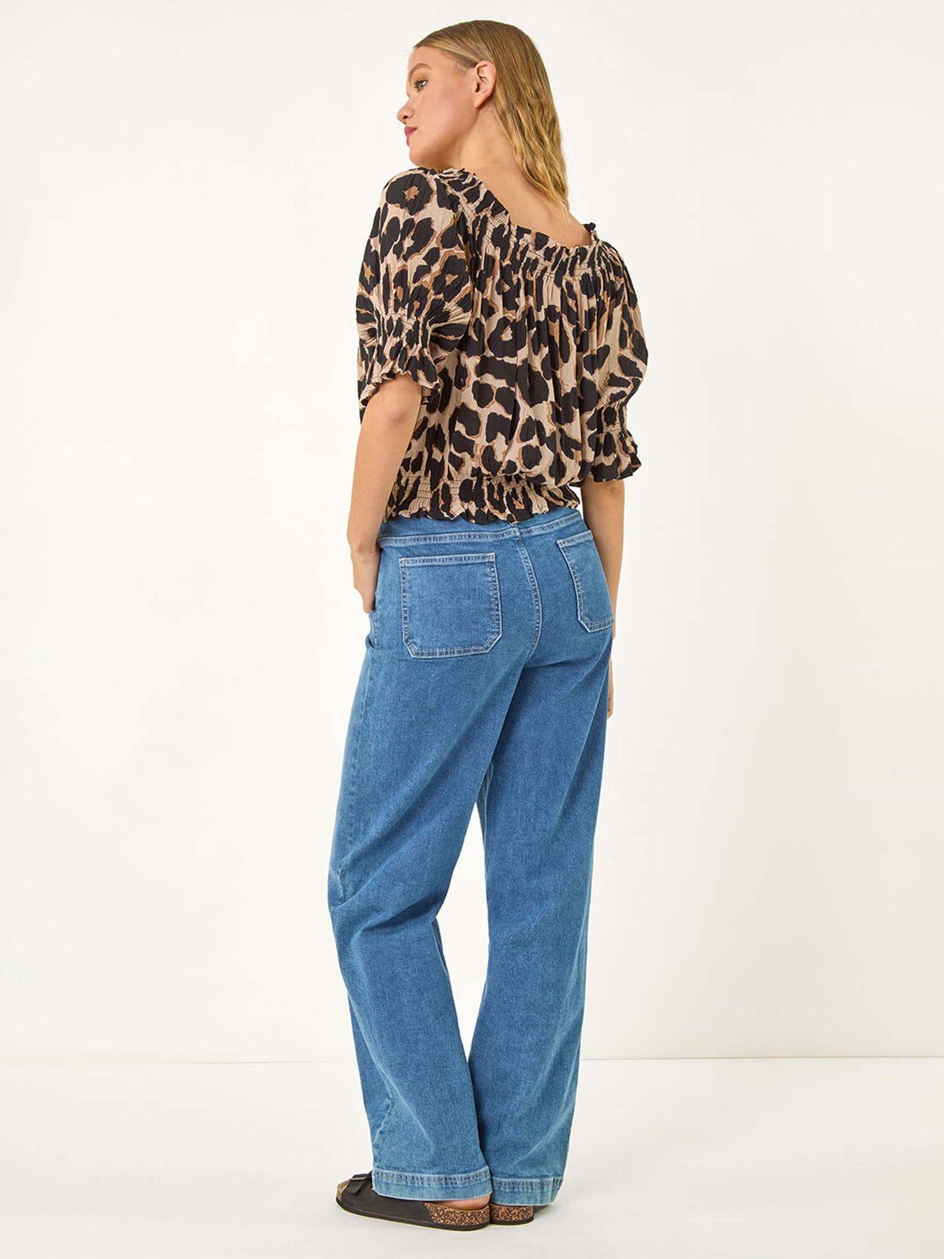 Image 2 of 5 of Roman Animal Print Key Hole Blouse - Natural