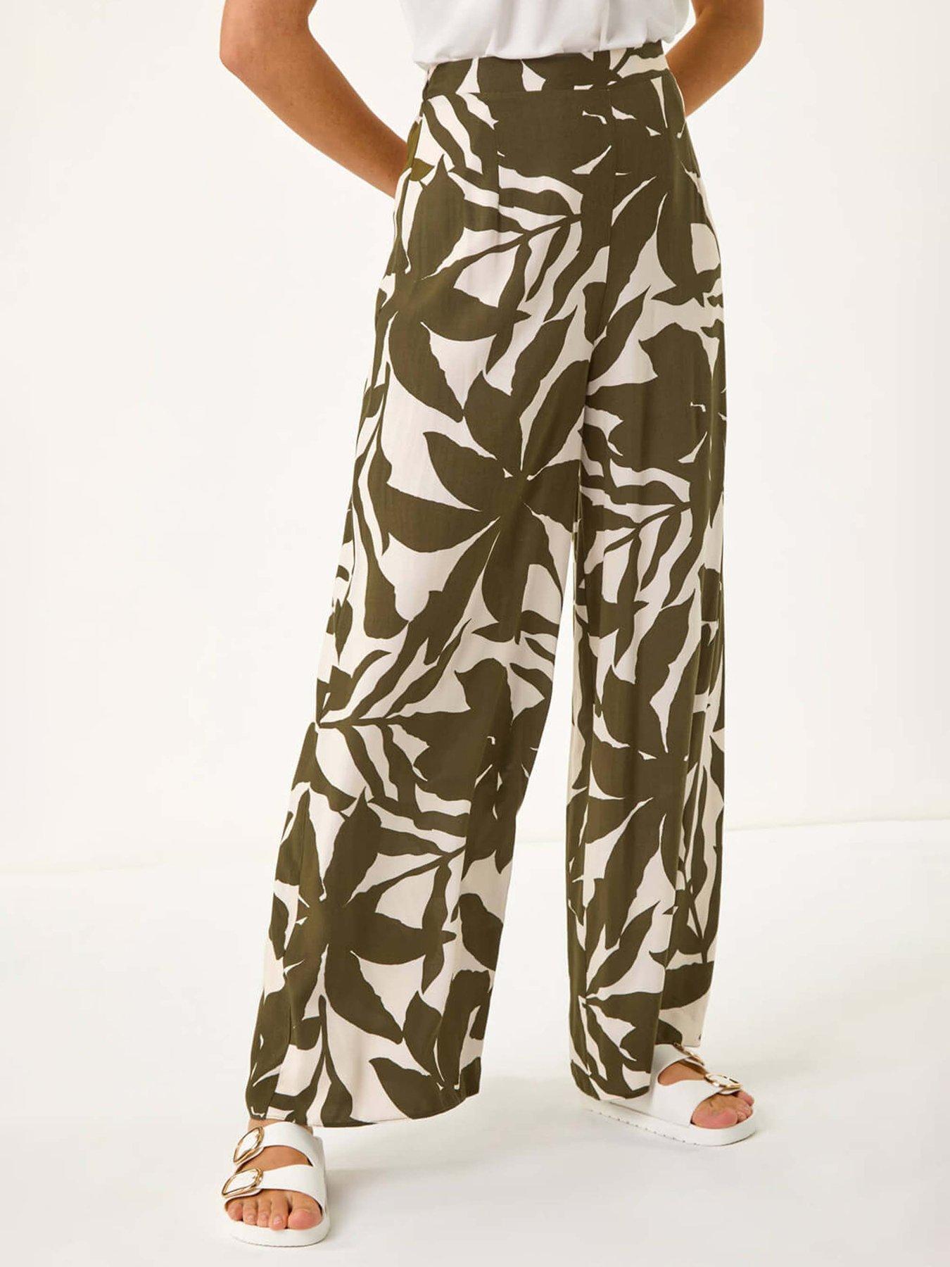 undefined Floral Mono Wide Leg Trouser - Ivory