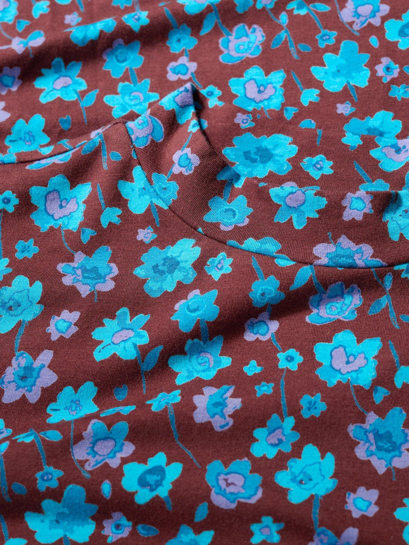  image of seasalt-cornwall-st-merryn-dress-falling-flowers-dark-rye-green