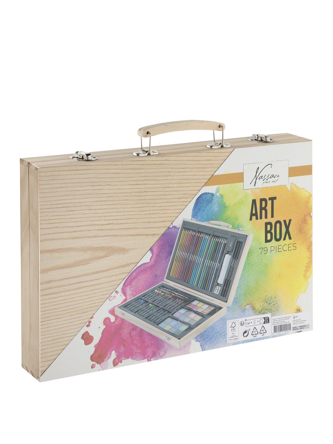 Art set 79 pcs in wooden box - 36x23cm
