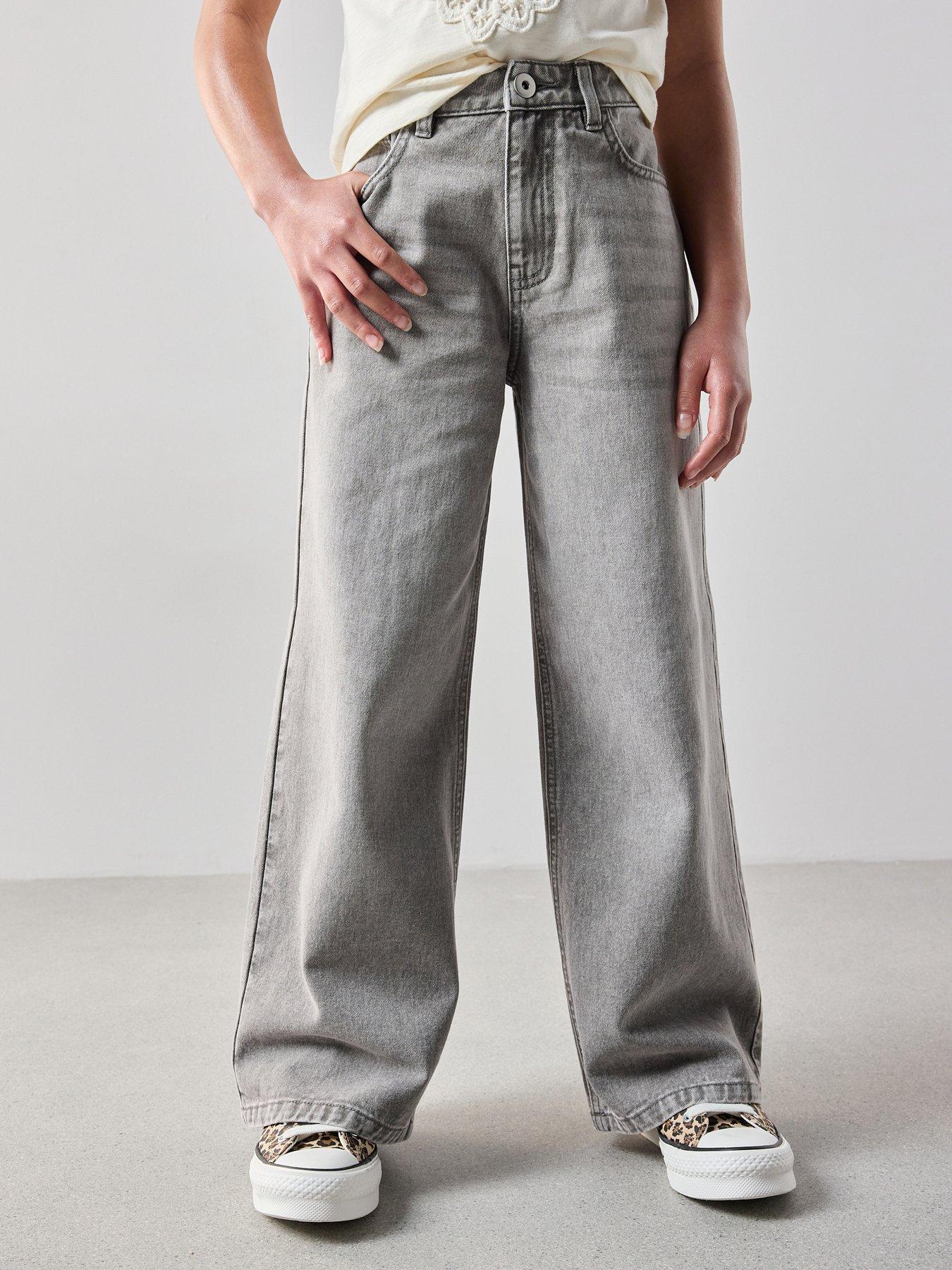 The Very Collection Girls Wide Leg Jeans - Light Grey Wash