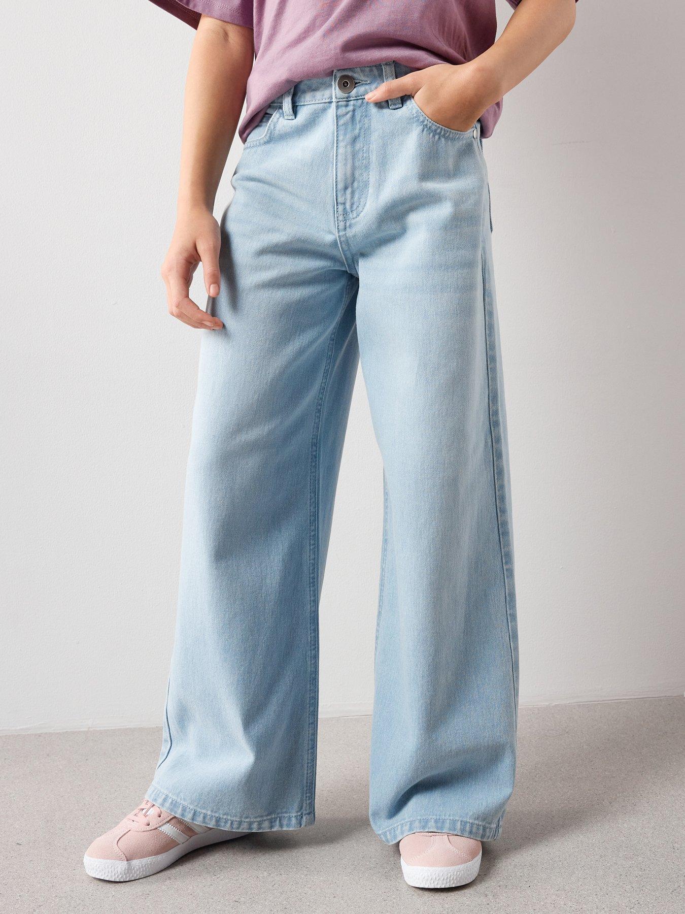 The Very Collection Girls Wide Leg Jeans - Bleach Wash