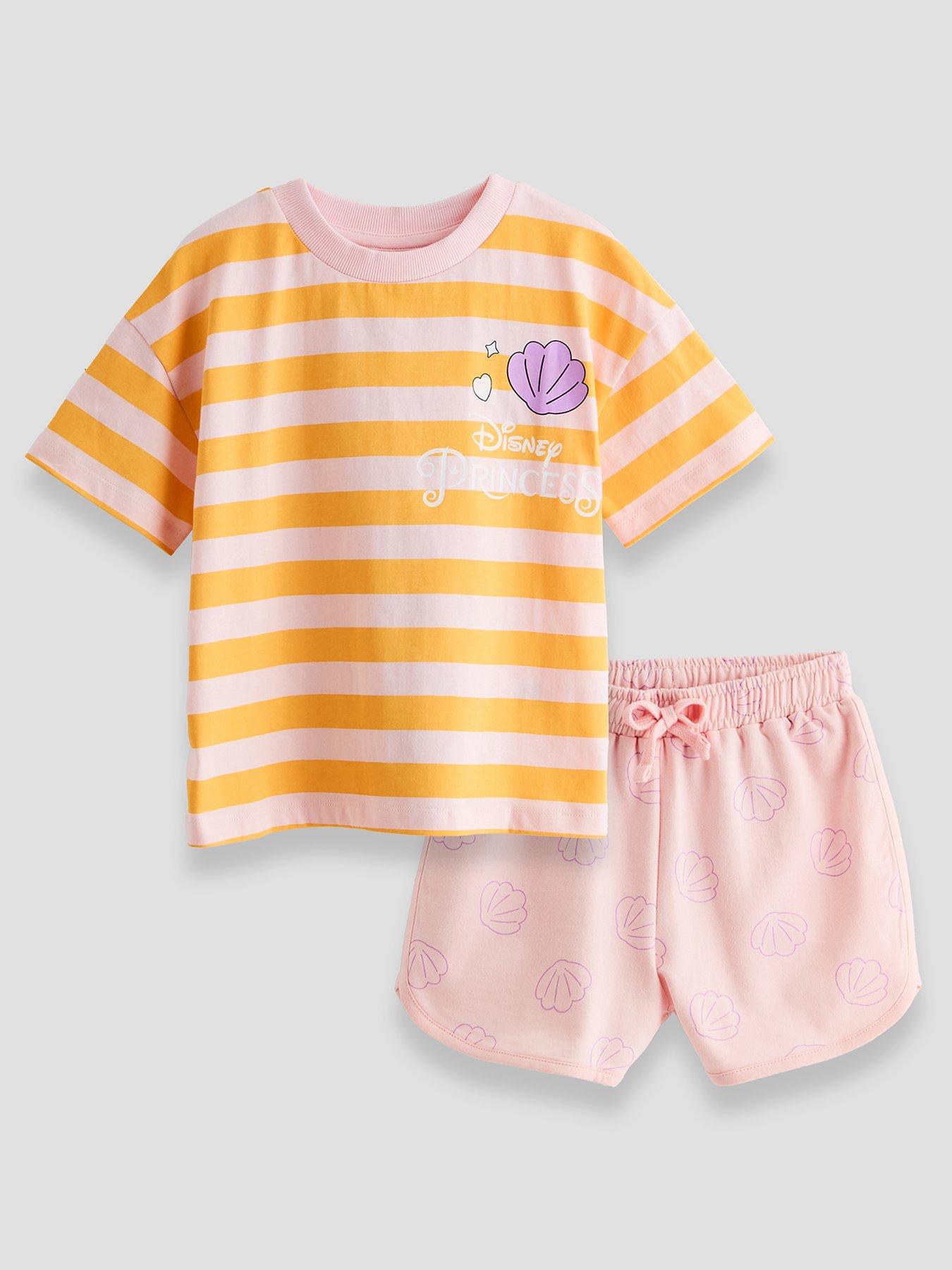 Image 2 of 5 of The Very Collection Little Mermaid Ariel Stripe Tee And Running Short Set