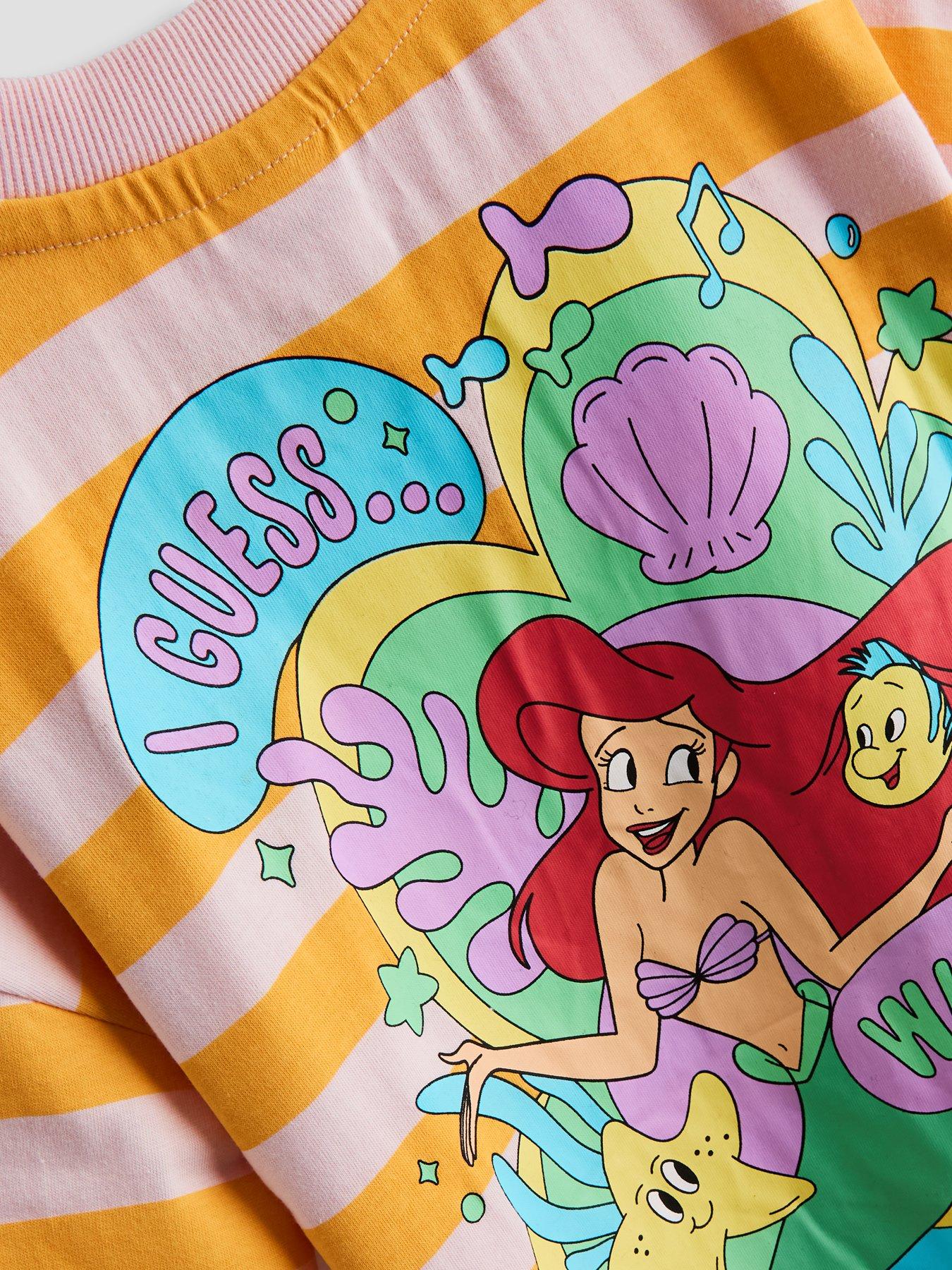 Image 3 of 5 of The Very Collection Little Mermaid Ariel Stripe Tee And Running Short Set