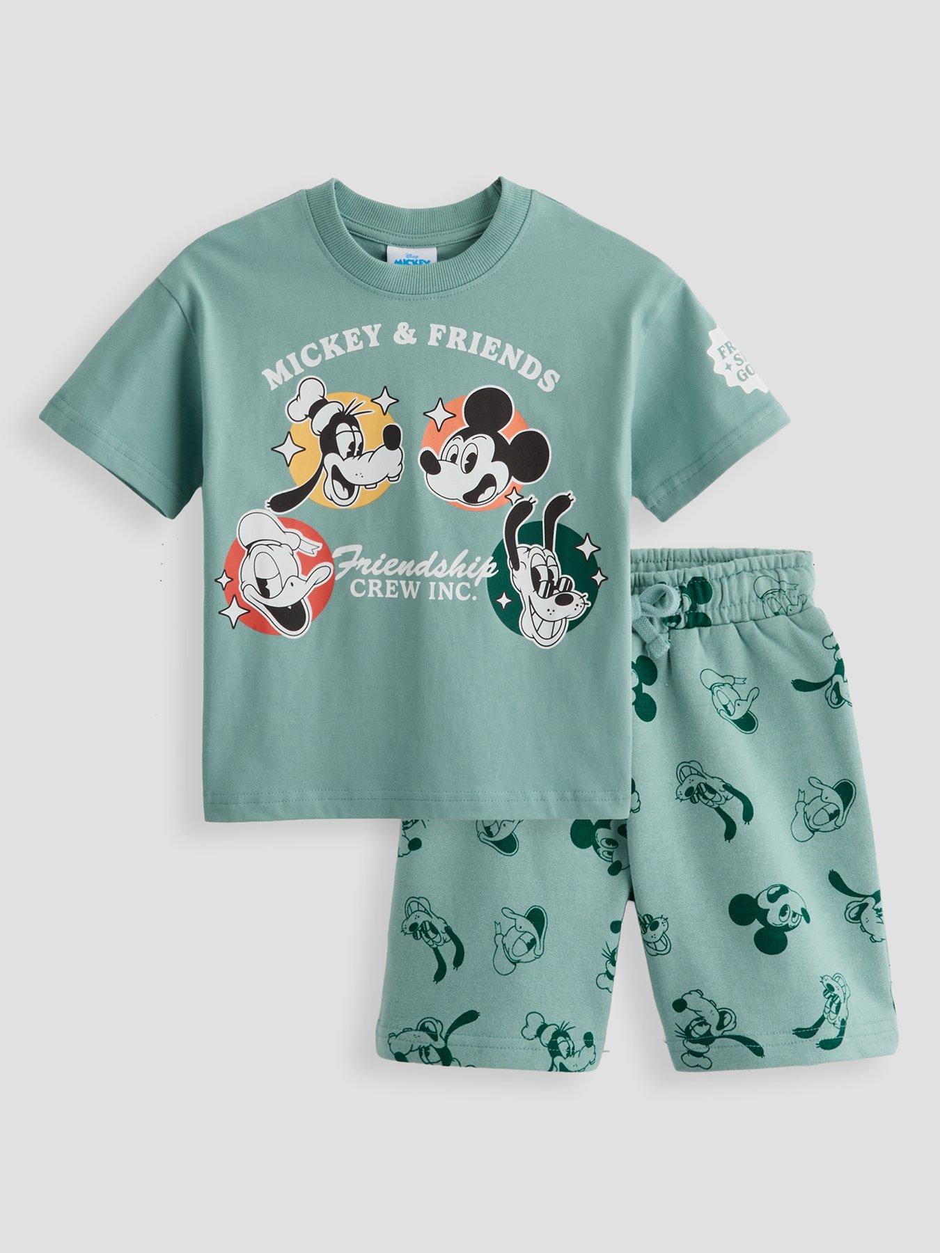 The Very Collection Mickey  &  Friends T-Shirt and Short Set - Green