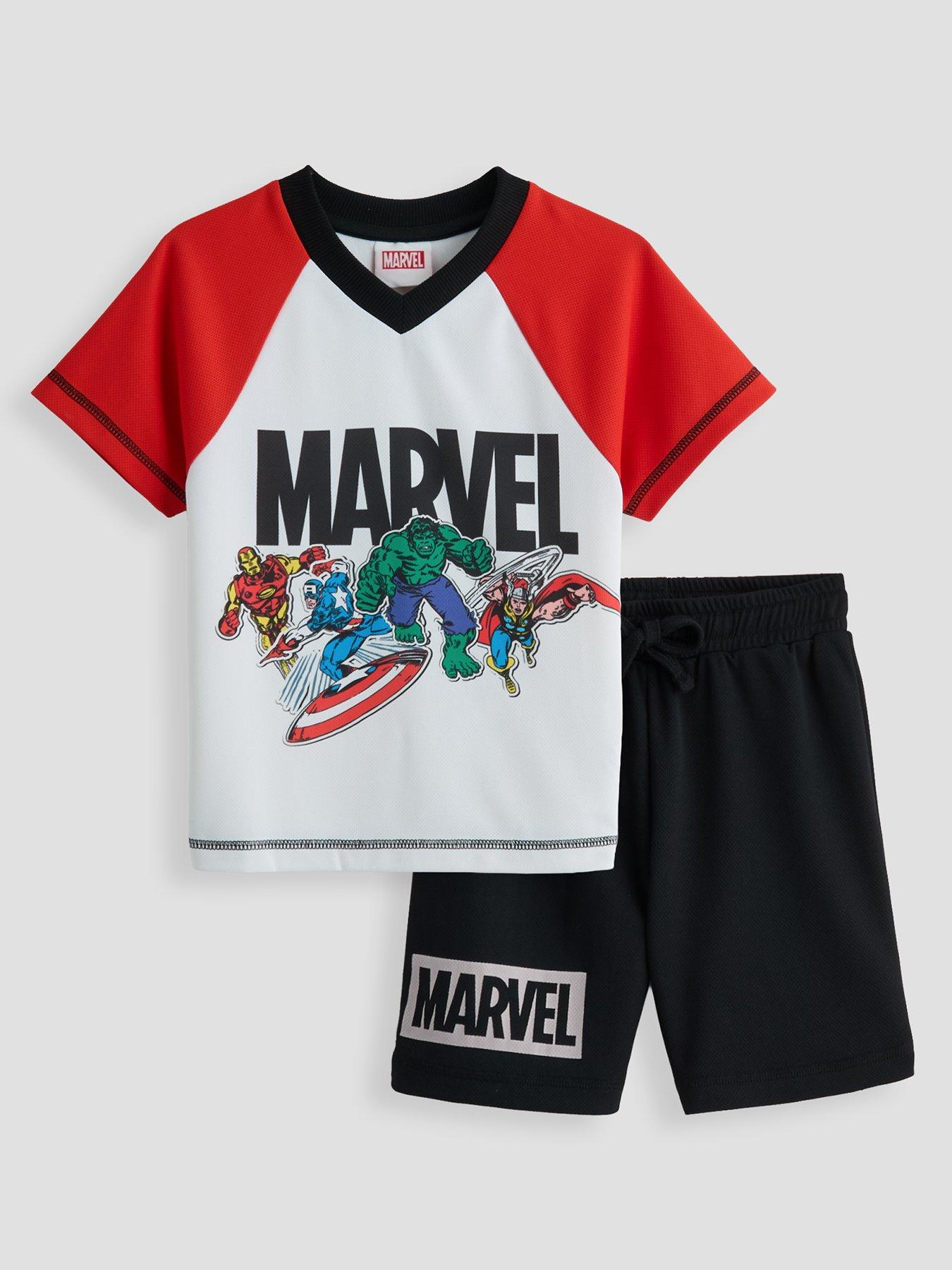 The Very Collection Marvel V Neck Sports T-Shirt  &  Shorts Set - Red