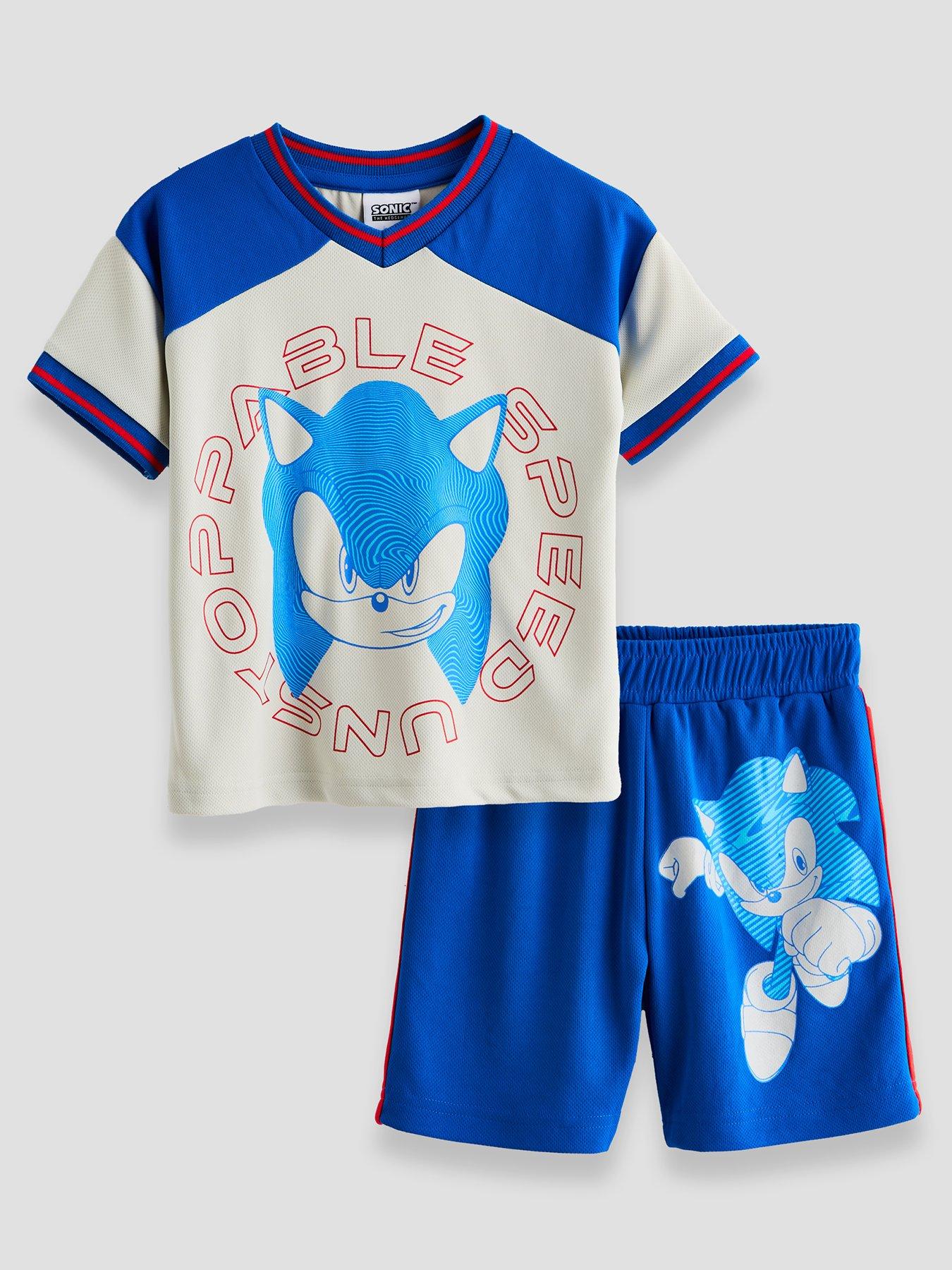 The Very Collection Sonic V Neck T-Shirt  &  Shorts Sports Set - Blue