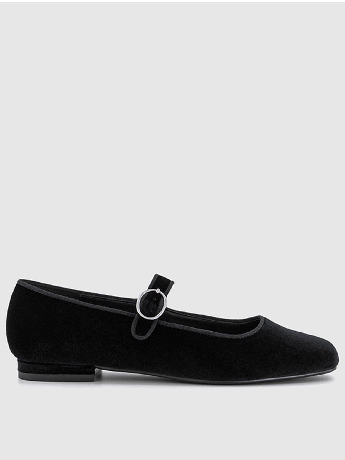  image of office-fanfare-velvet-maryjane-ballerina-black