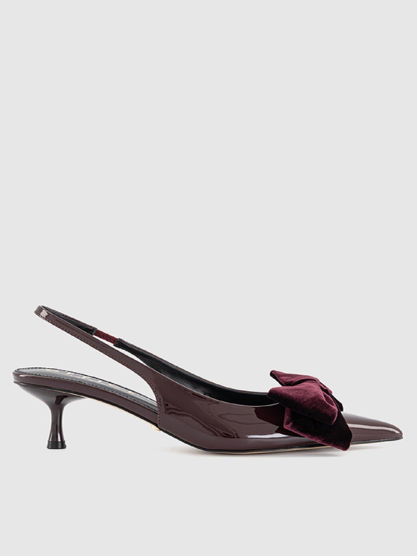 OFFICE Marilyn Velvet Bow Slingback - Burgundy Red