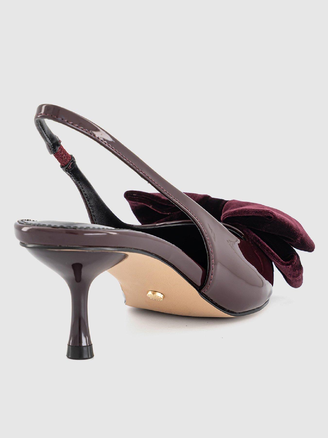  image of office-marilyn-velvet-bow-slingback-burgundy-red