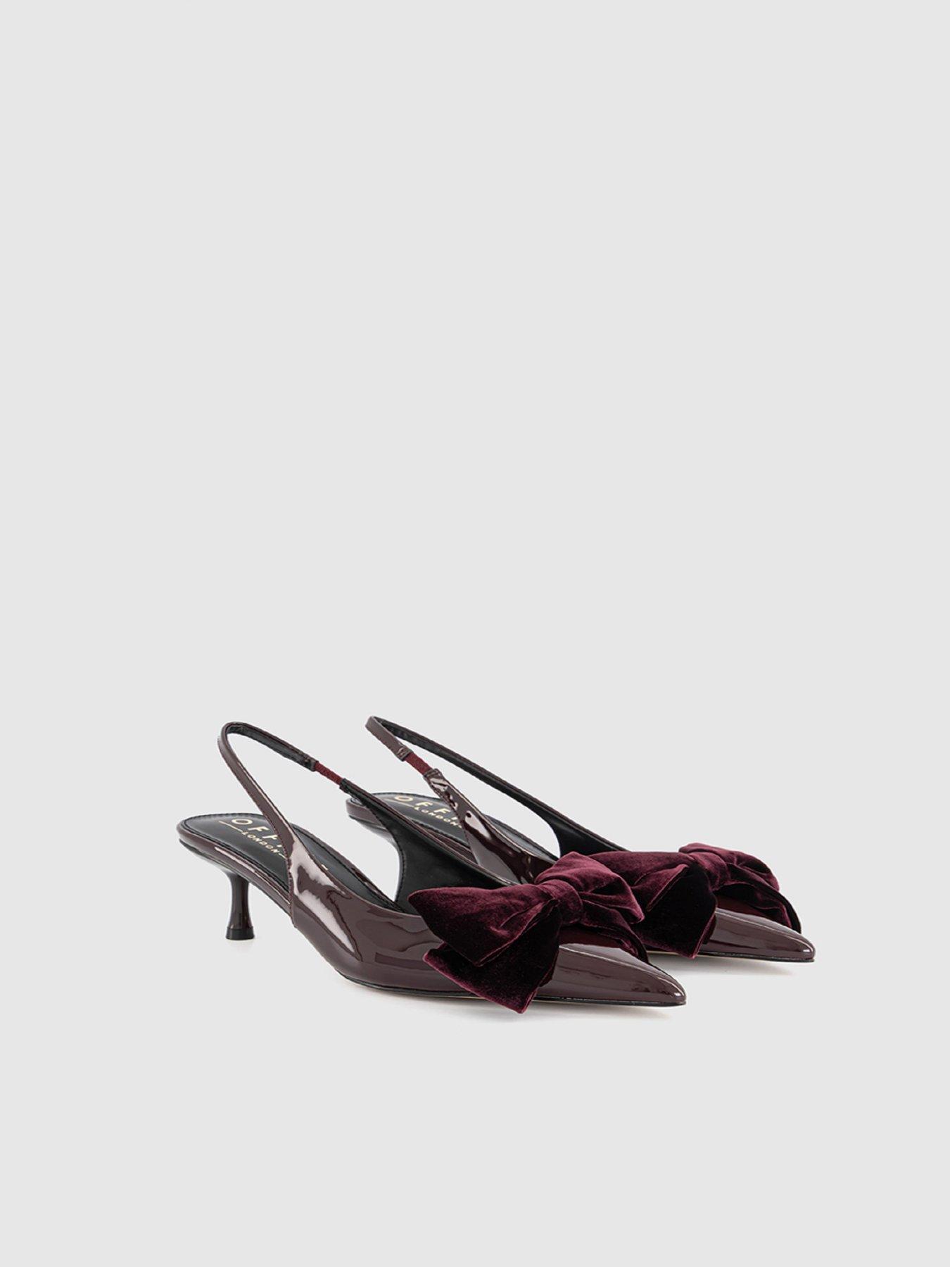  image of office-marilyn-velvet-bow-slingback-burgundy-red