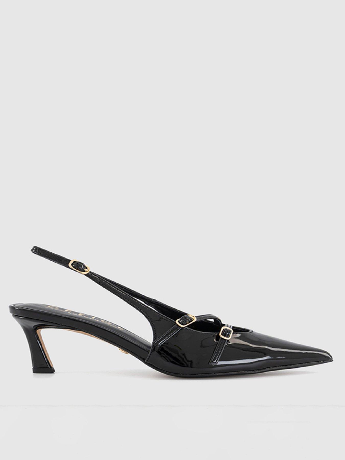 undefined Melba Multi Strap And Buckle Slingback Court - Black