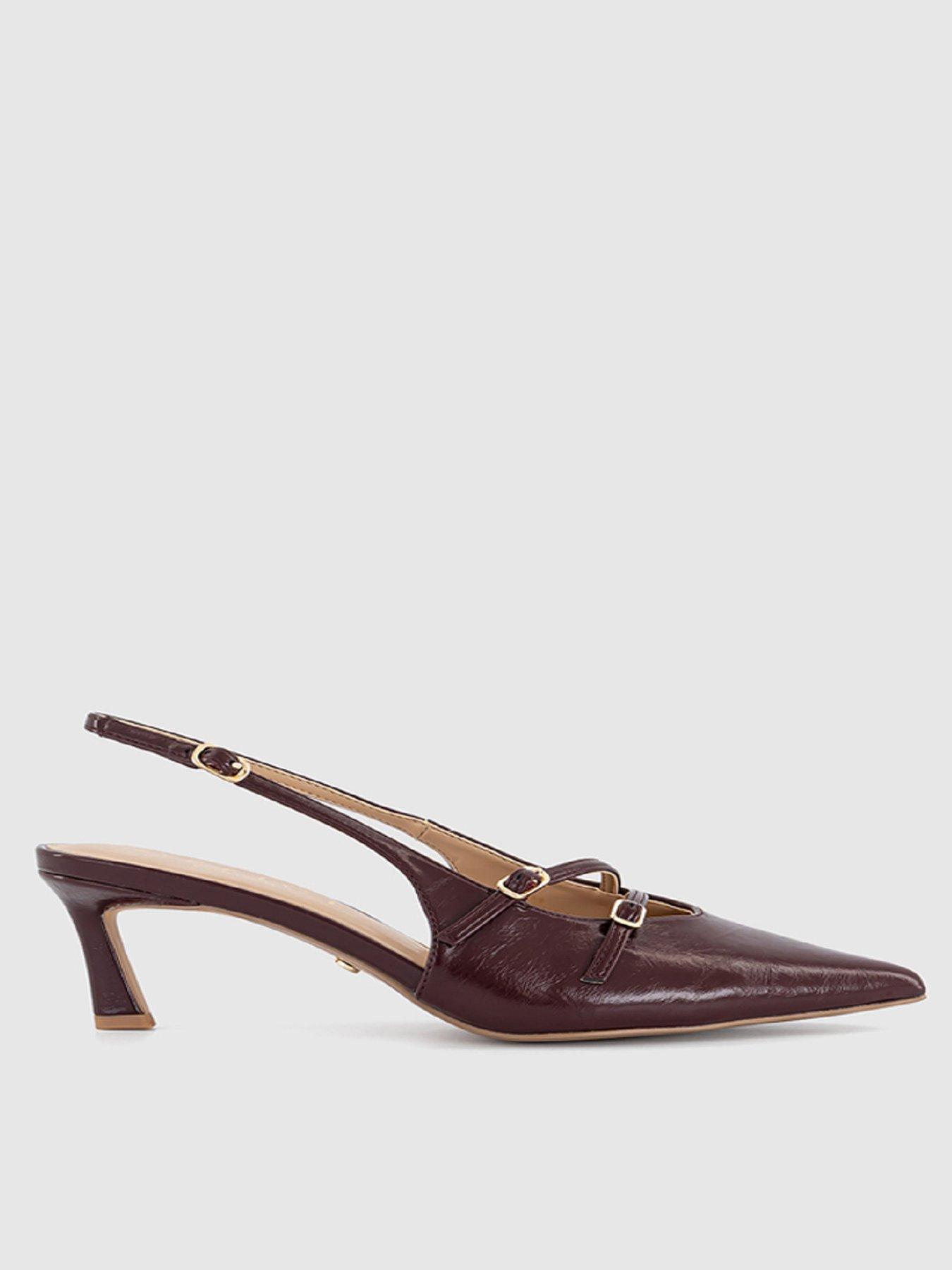 undefined Melba Multi Strap And Buckle Slingback Court - Dark Red