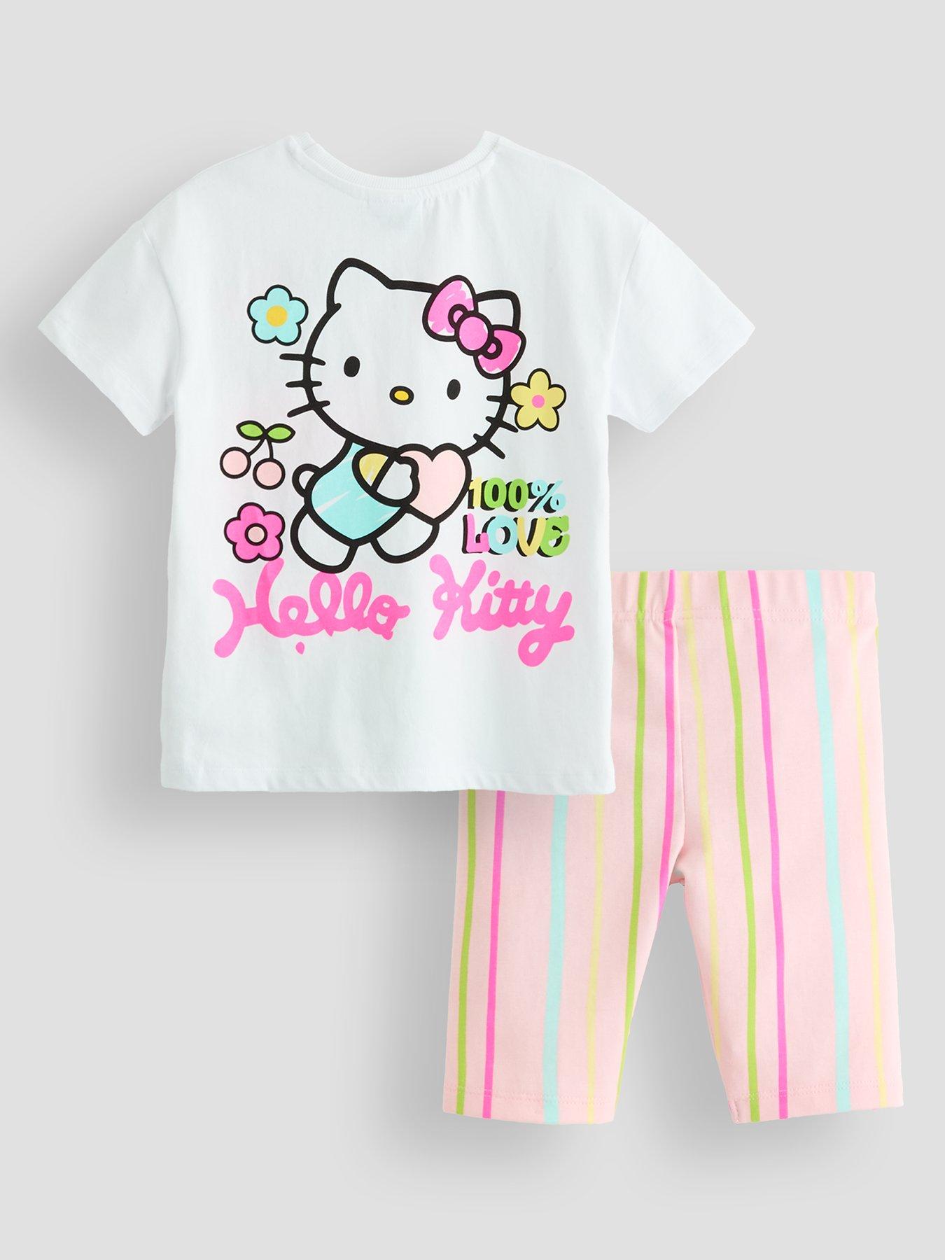 The Very Collection Hello Kitty Back Print T-Shirt Stripe Cycling Short Set - Multi