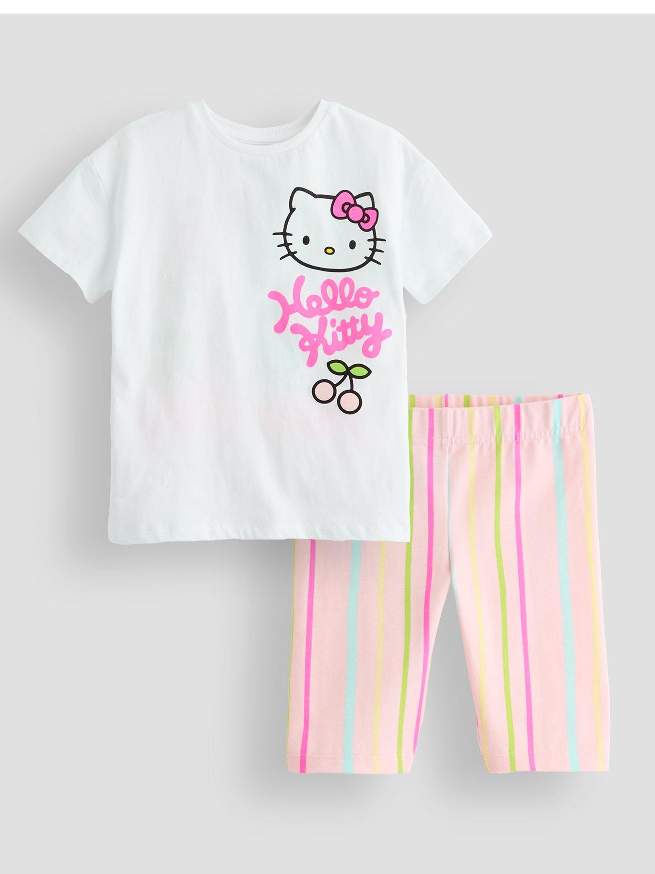 The Very Collection Hello Kitty Back Print T-Shirt Stripe Cycling Short Set - Multi