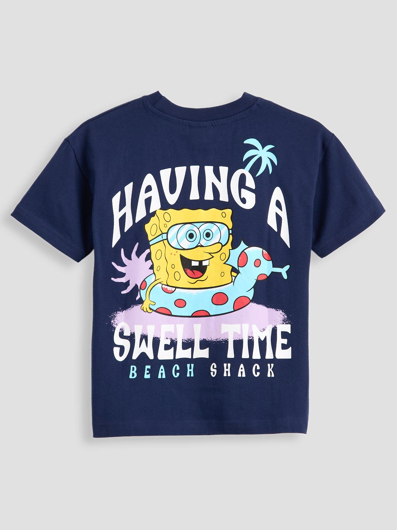 Image 1 of 4 of The Very Collection Spongebob Back Print T-Shirt - Navy