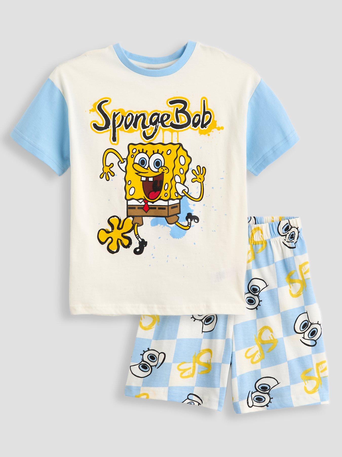The Very Collection Spongebob Colour Block Shortie Pyjamas - Blue