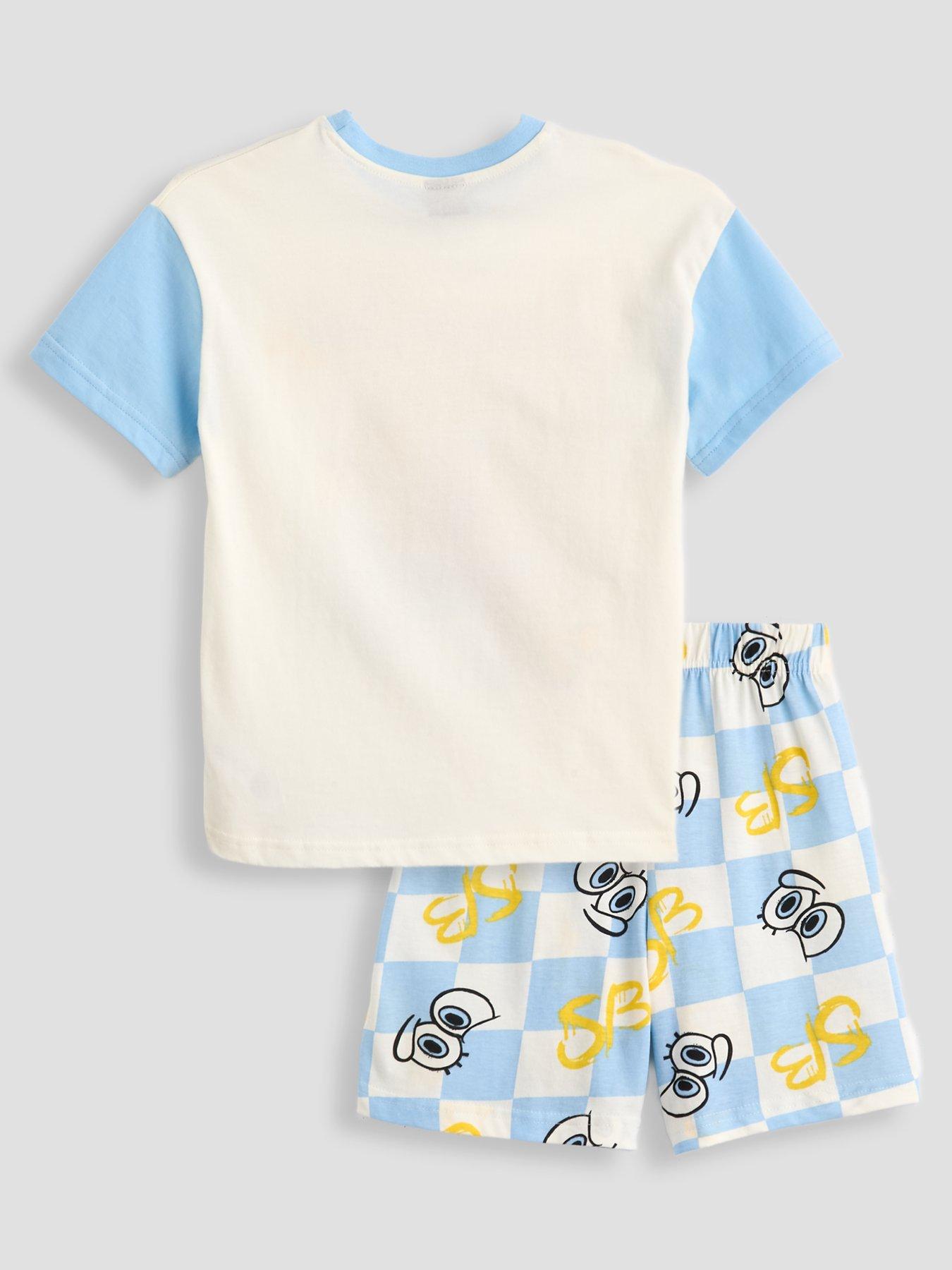 Image 2 of 4 of The Very Collection Spongebob Colour Block Shortie Pyjamas - Blue