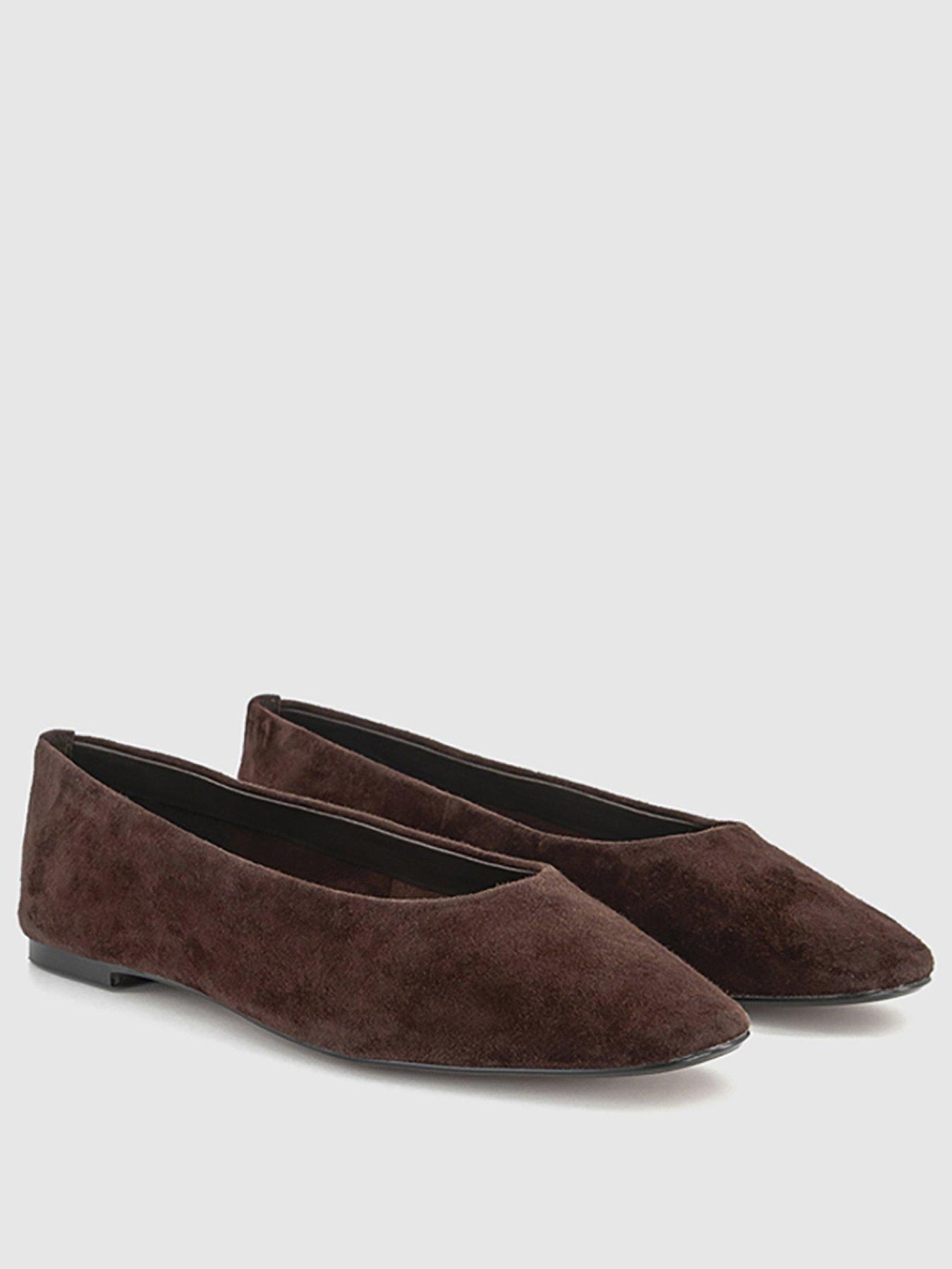 Image 2 of 3 of OFFICE Fairytale Suede Ballerina Pumps - Brown