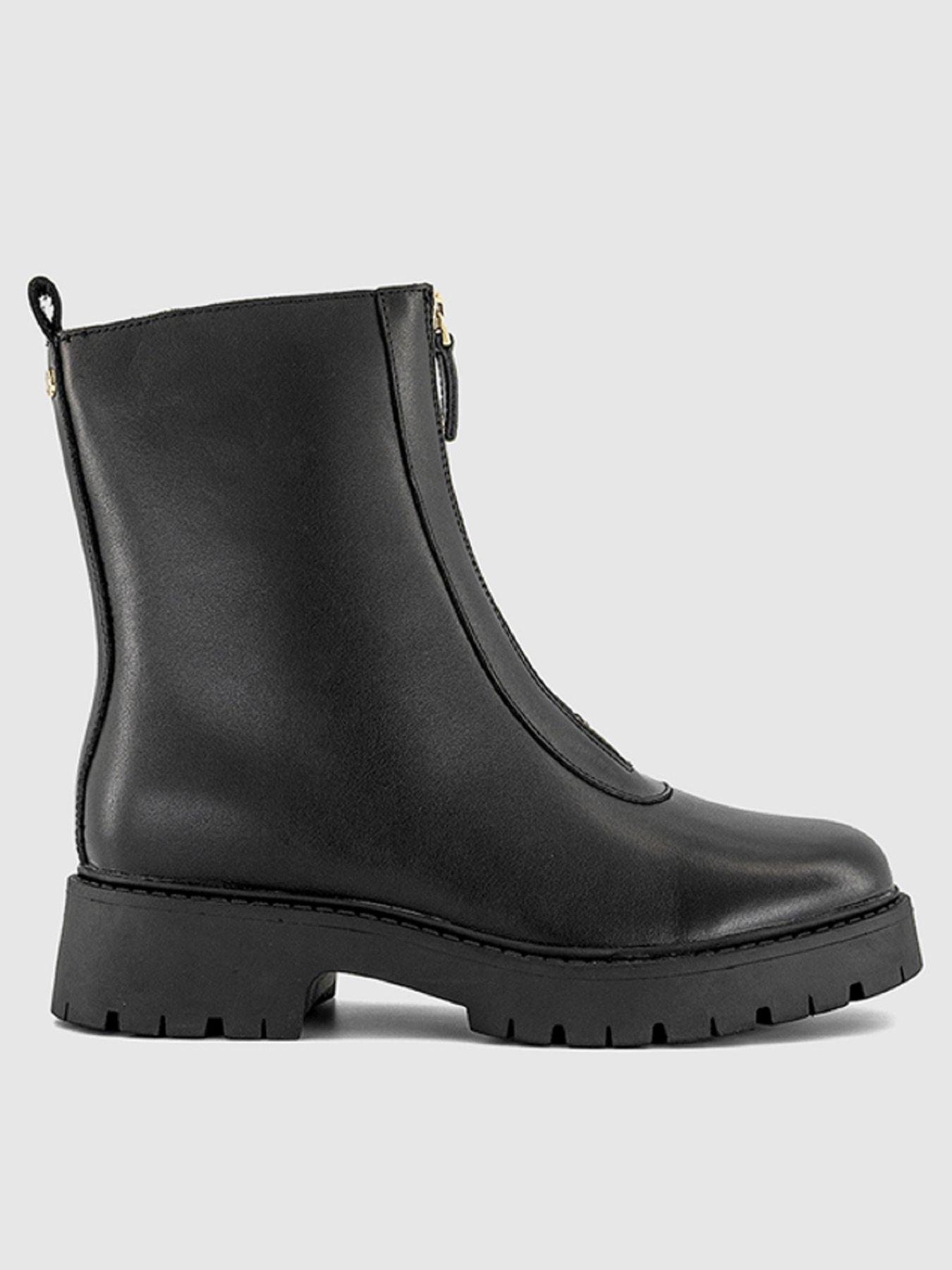  image of office-atticus-front-zip-leather-chunky-boot-black