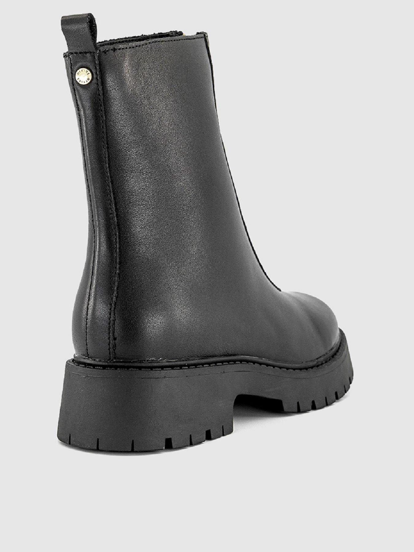  image of office-atticus-front-zip-leather-chunky-boot-black