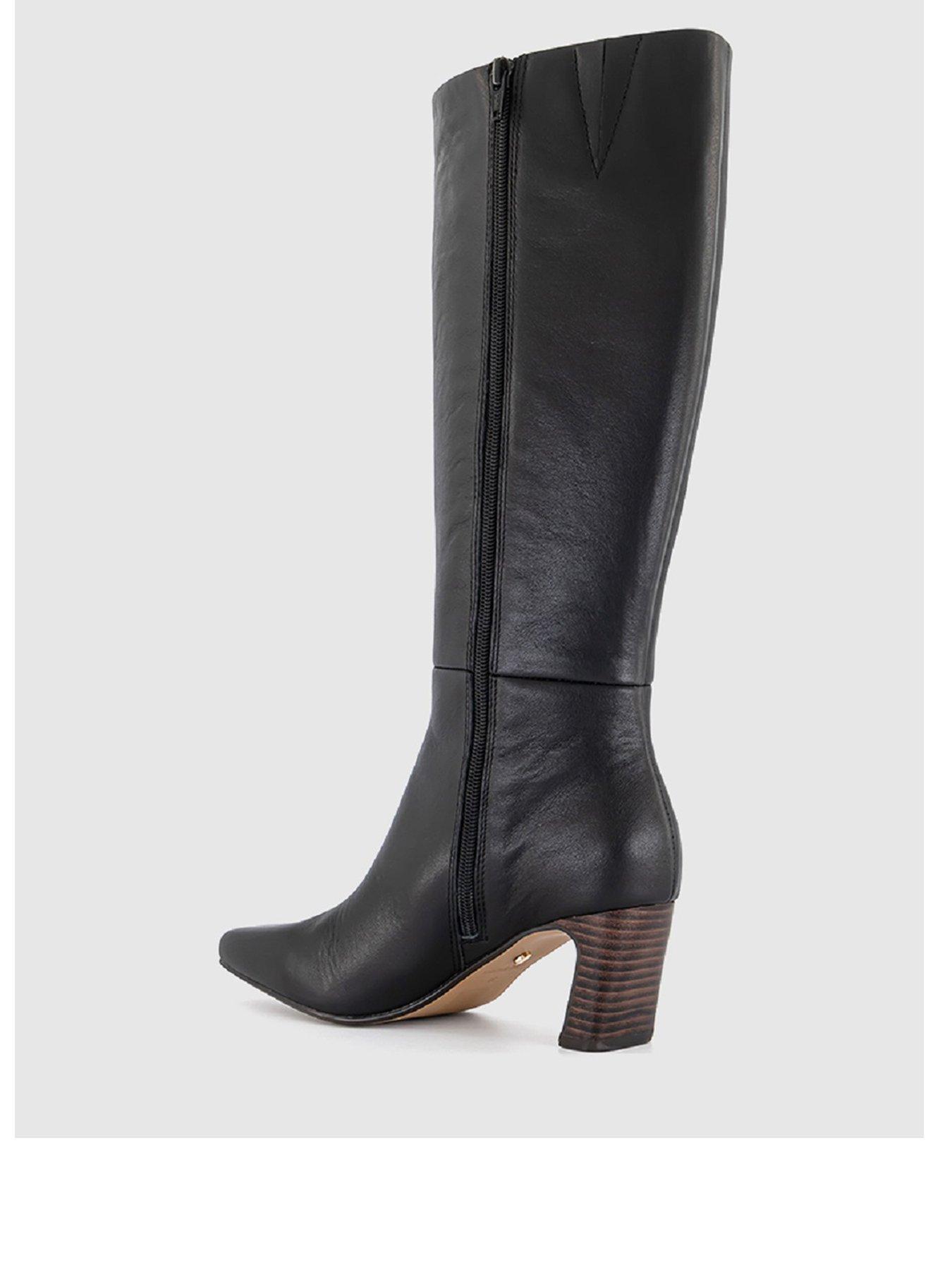  image of office-kallie-set-back-high-heel-leather-knee-boot-black