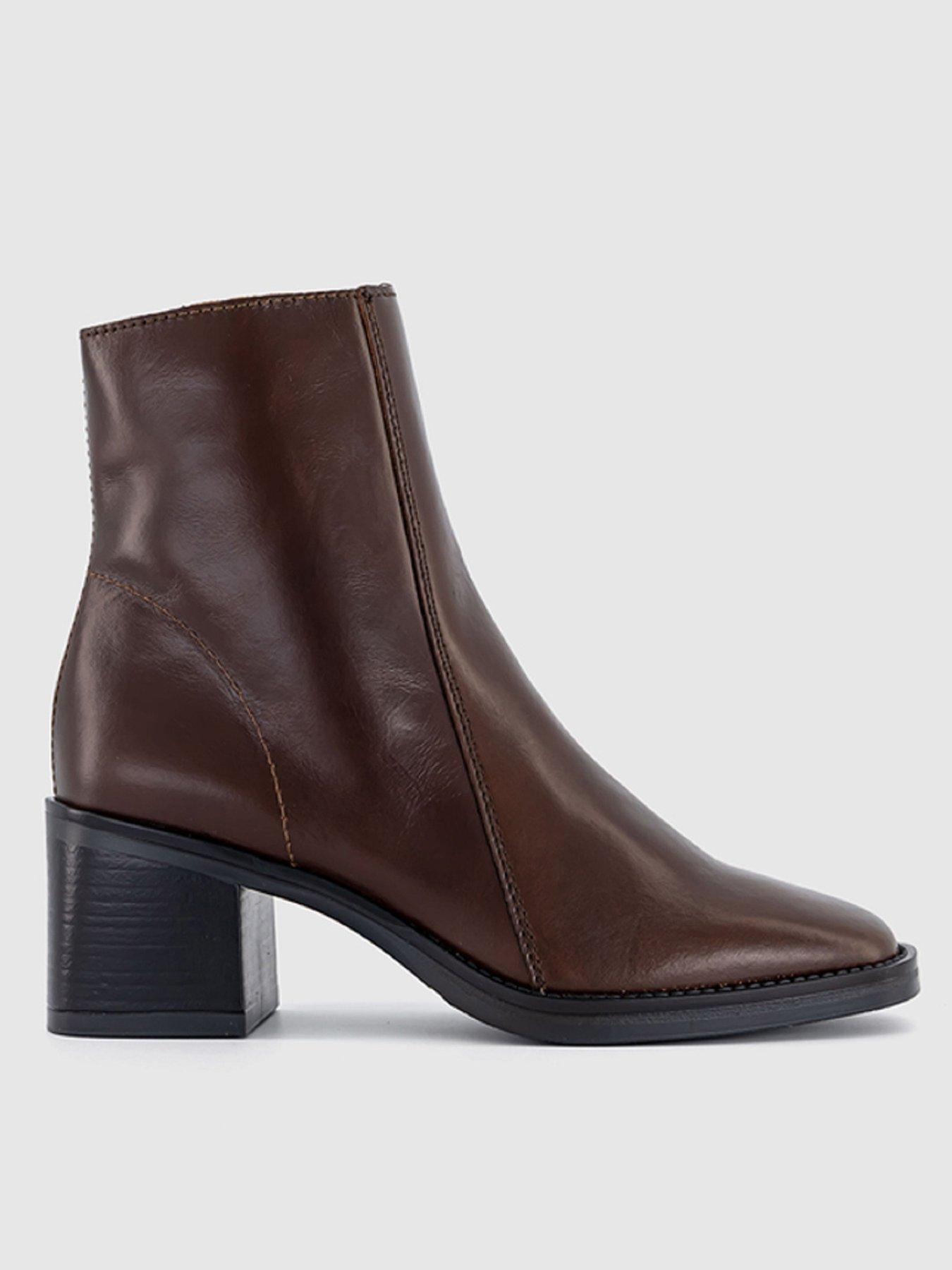  image of office-annabella-block-heel-leather-ankle-boot-brown