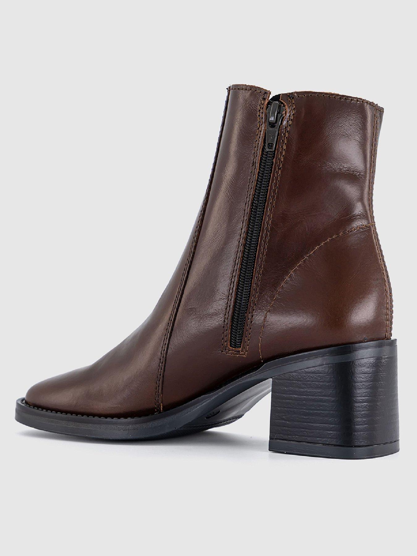  image of office-annabella-block-heel-leather-ankle-boot-brown