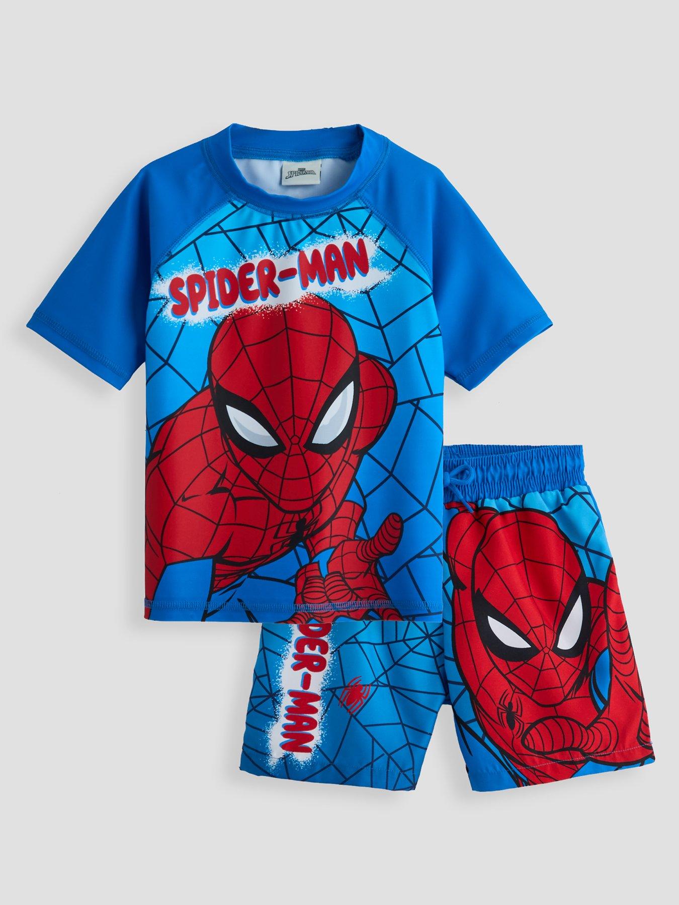 The Very Collection Spiderman Rash Vest And Swim Short Set - Blue