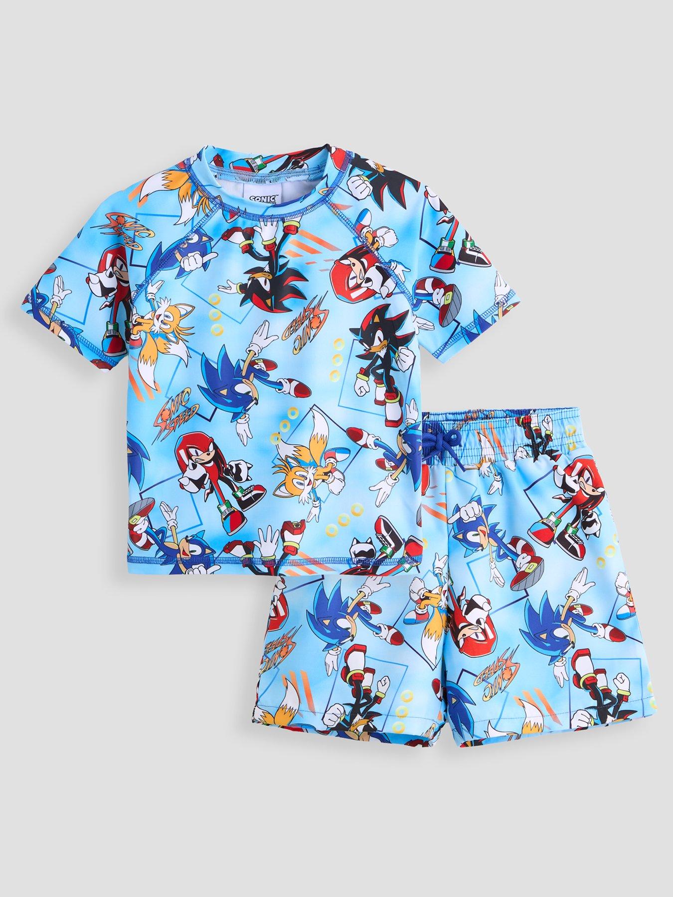 The Very Collection Sonic Rash Vest And Swim Short Set - Blue