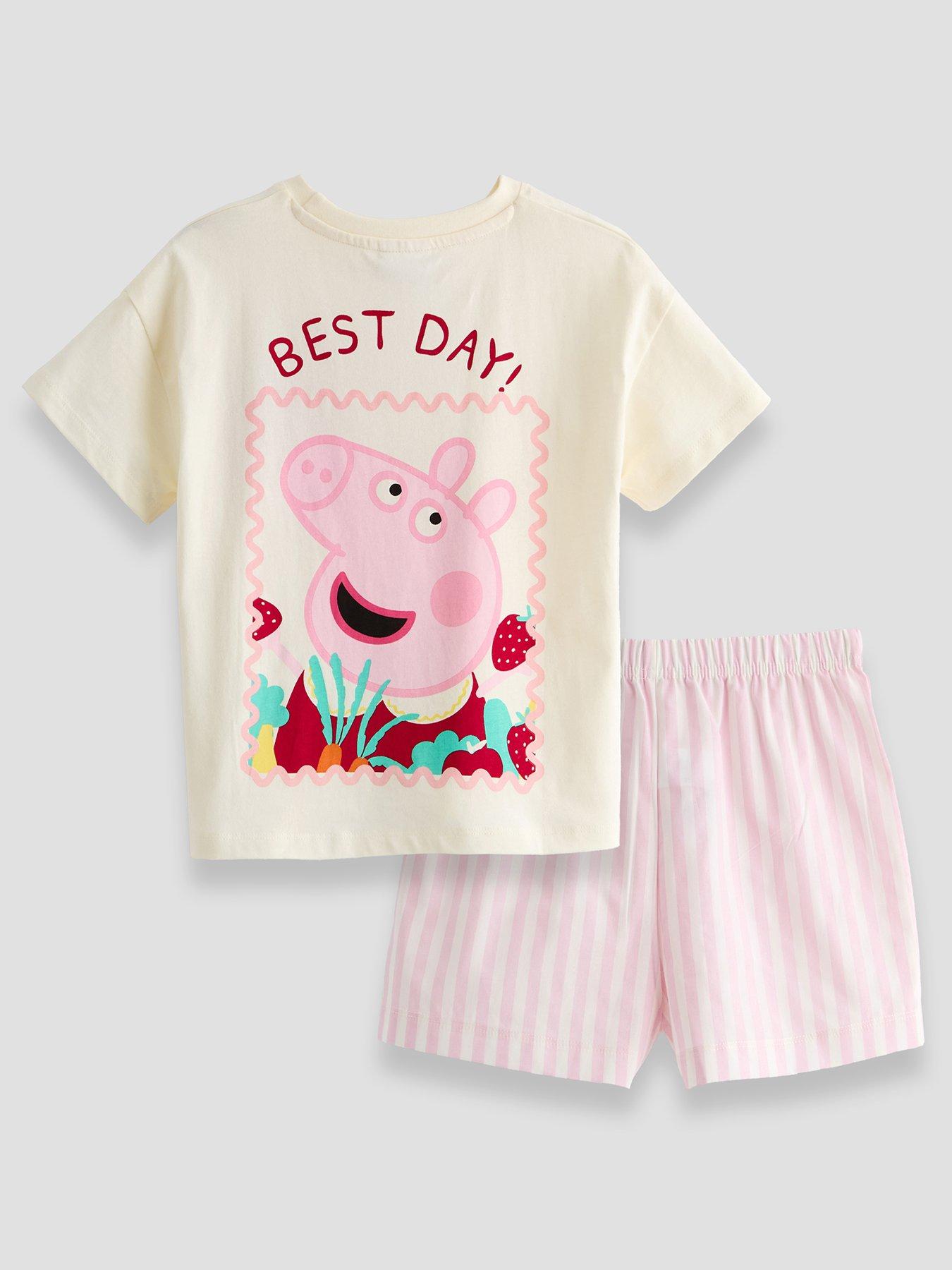 The Very Collection Peppa Pig Best Day Back Print Shortie Pyjamas - Pink