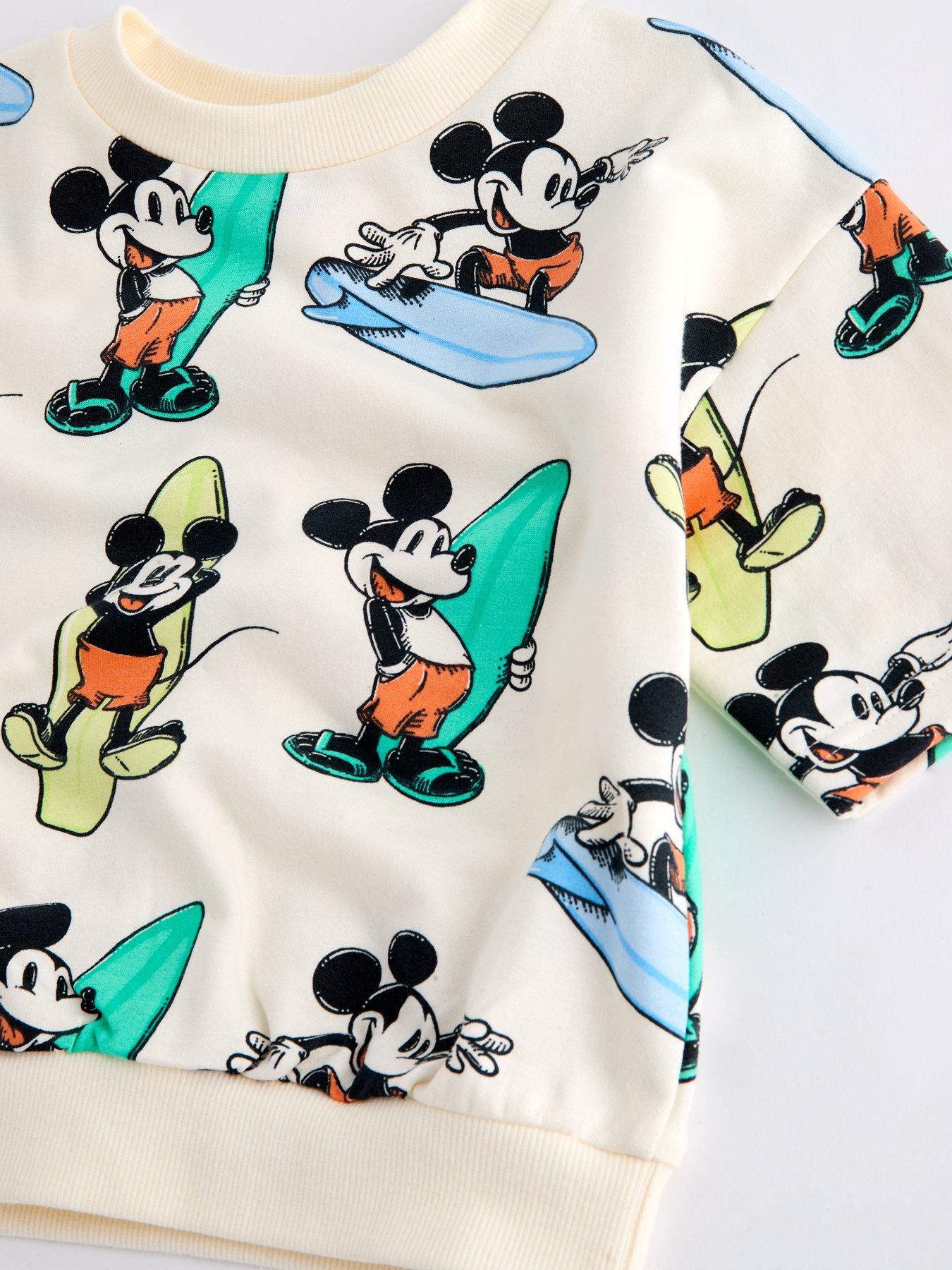 Image 3 of 5 of The Very Collection Mickey Mouse&nbsp;Aop Sweat T-Shirt &amp; Short Set&nbsp;- Cream