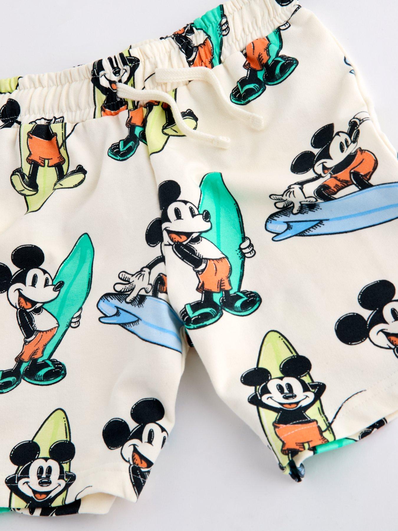 Image 4 of 5 of The Very Collection Mickey Mouse&nbsp;Aop Sweat T-Shirt &amp; Short Set&nbsp;- Cream