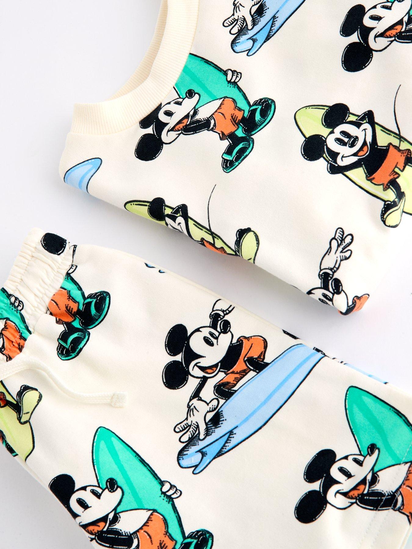 Image 5 of 5 of The Very Collection Mickey Mouse&nbsp;Aop Sweat T-Shirt &amp; Short Set&nbsp;- Cream