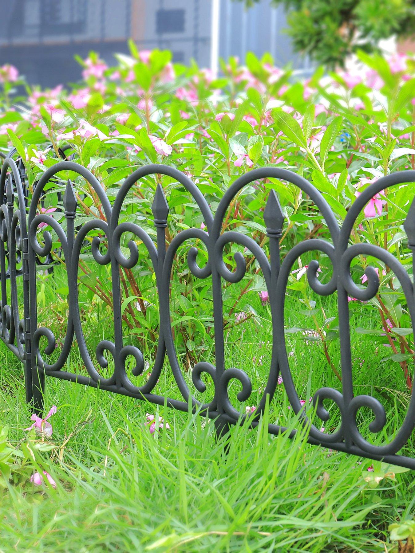 Living and Home 6Pcs Garden Picket Fence Black
