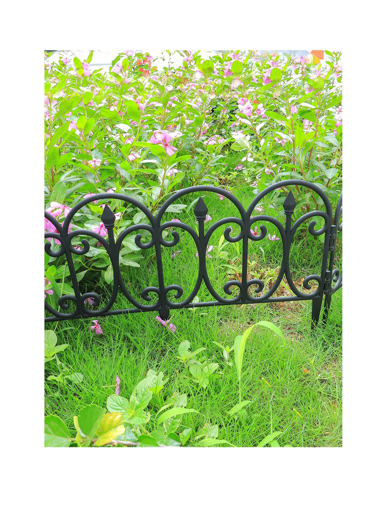  image of living-and-home-6pcs-garden-picket-fence-black