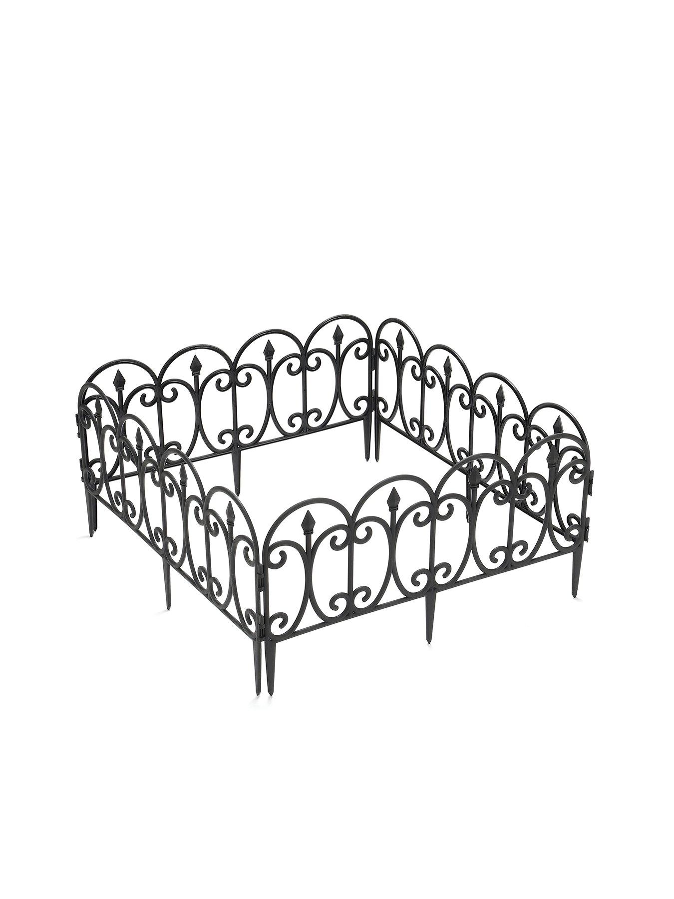  image of living-and-home-6pcs-garden-picket-fence-black