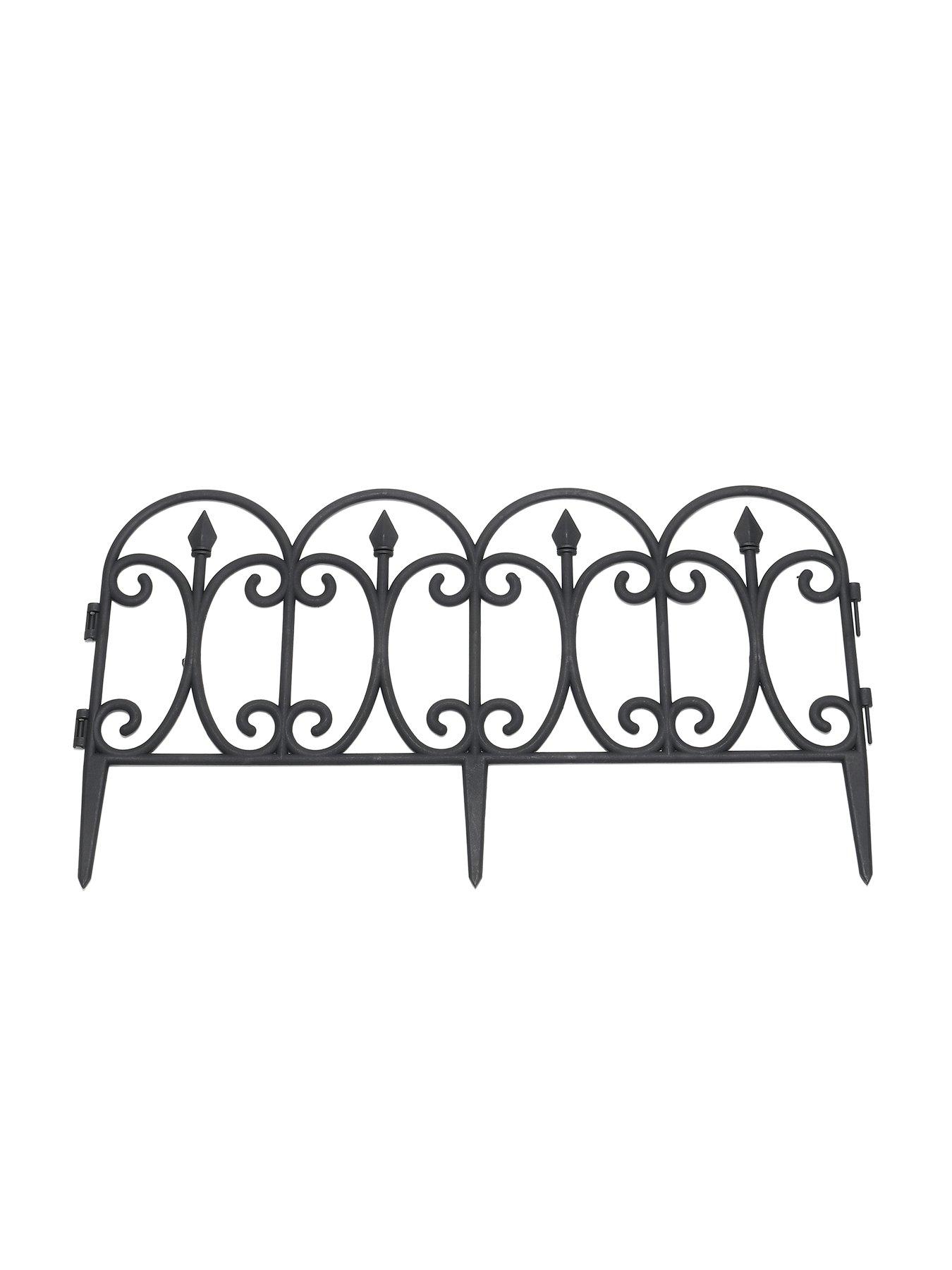  image of living-and-home-6pcs-garden-picket-fence-black