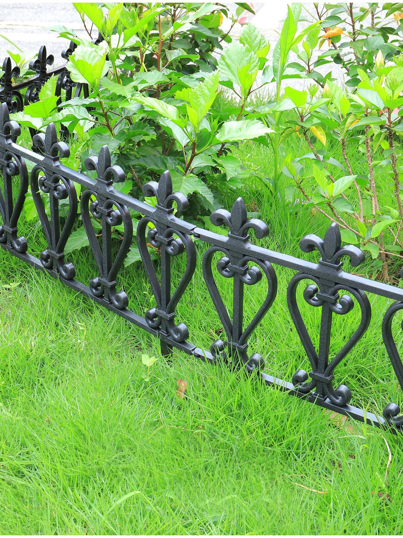 Living and Home 3Pcs Garden Picket Fence Black
