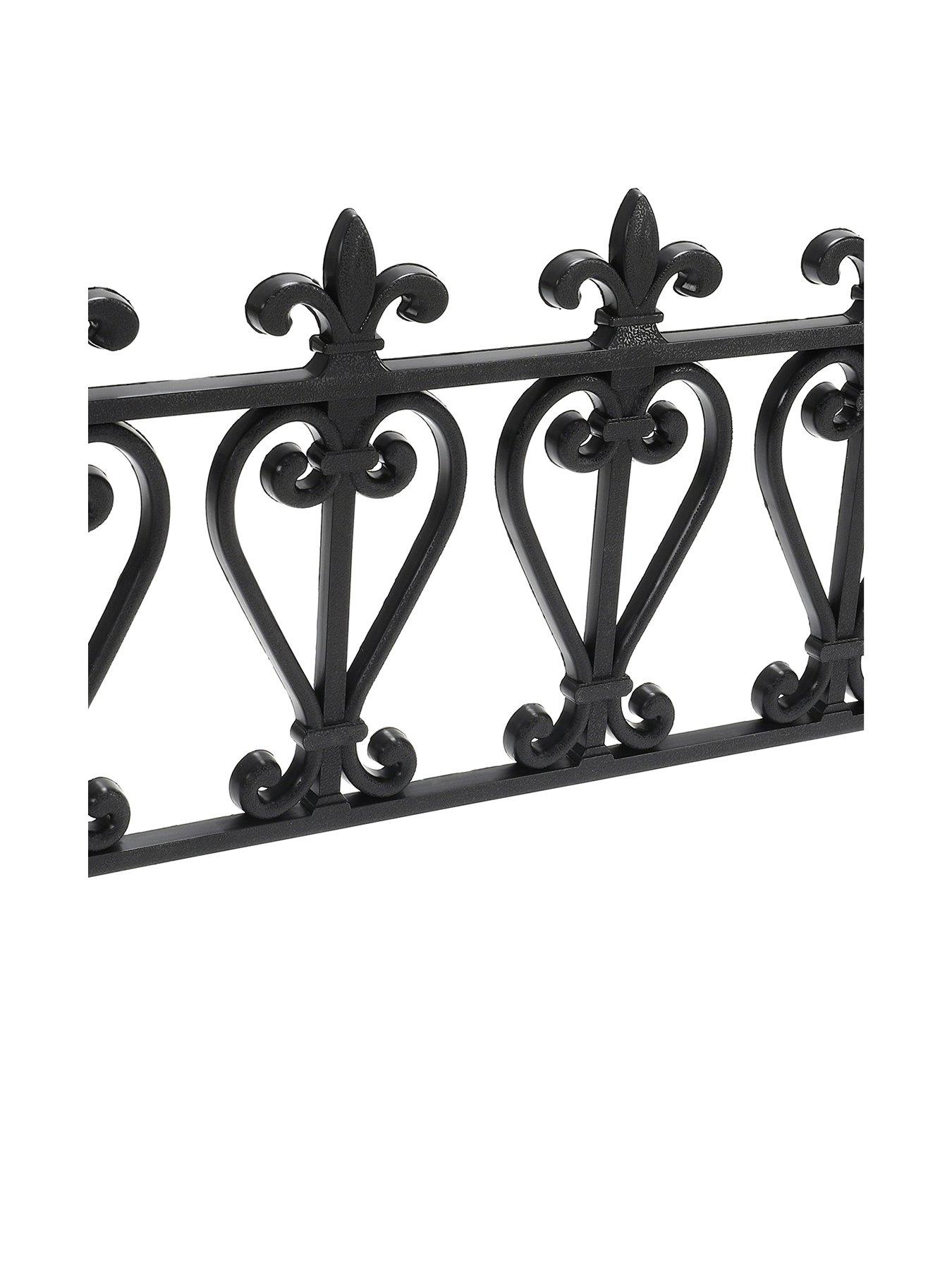 Image 3 of 6 of Living and Home 3Pcs Garden Picket Fence Black