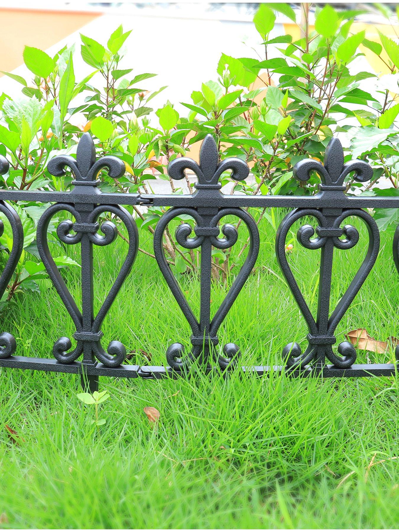 Image 5 of 6 of Living and Home 3Pcs Garden Picket Fence Black