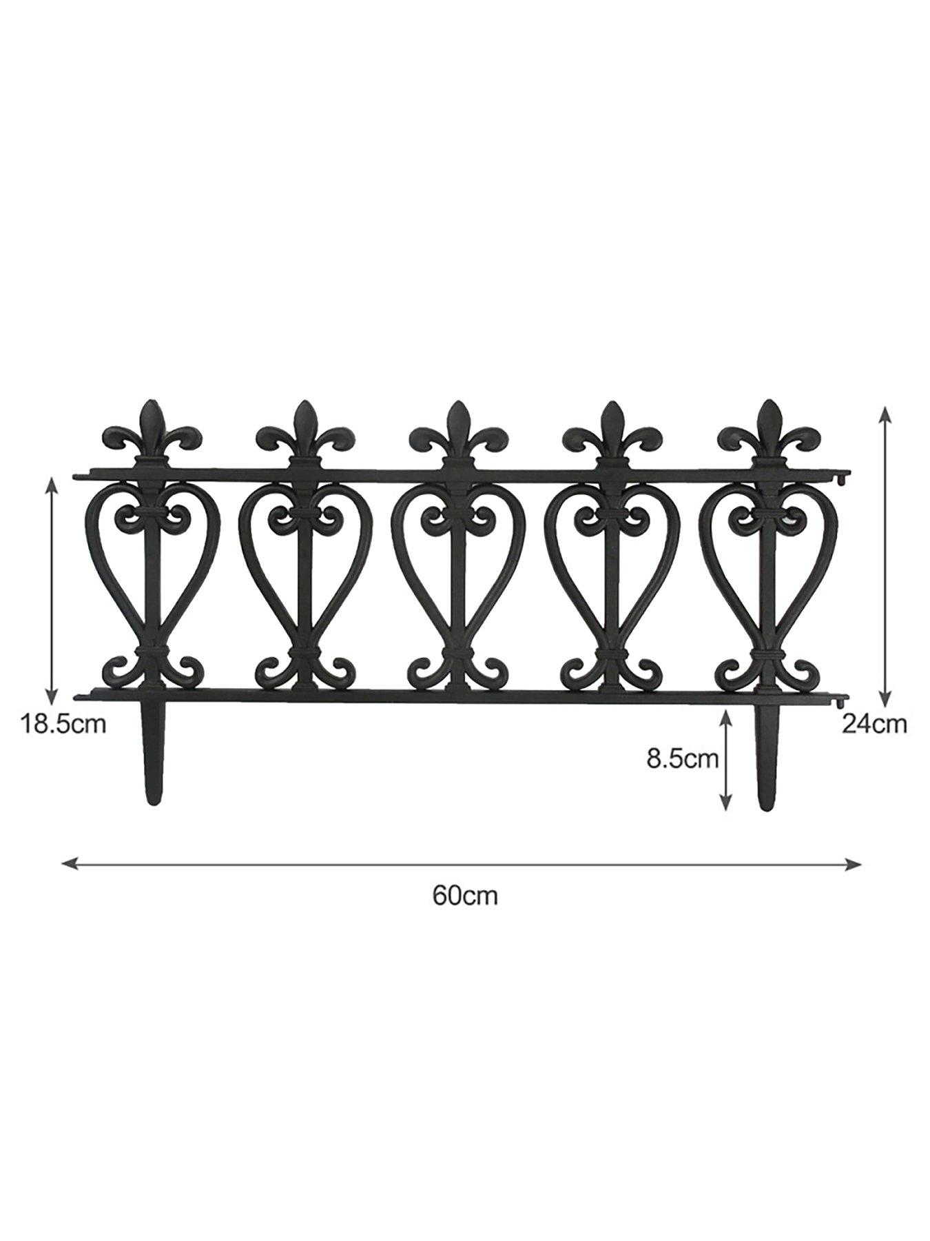 Image 6 of 6 of Living and Home 3Pcs Garden Picket Fence Black