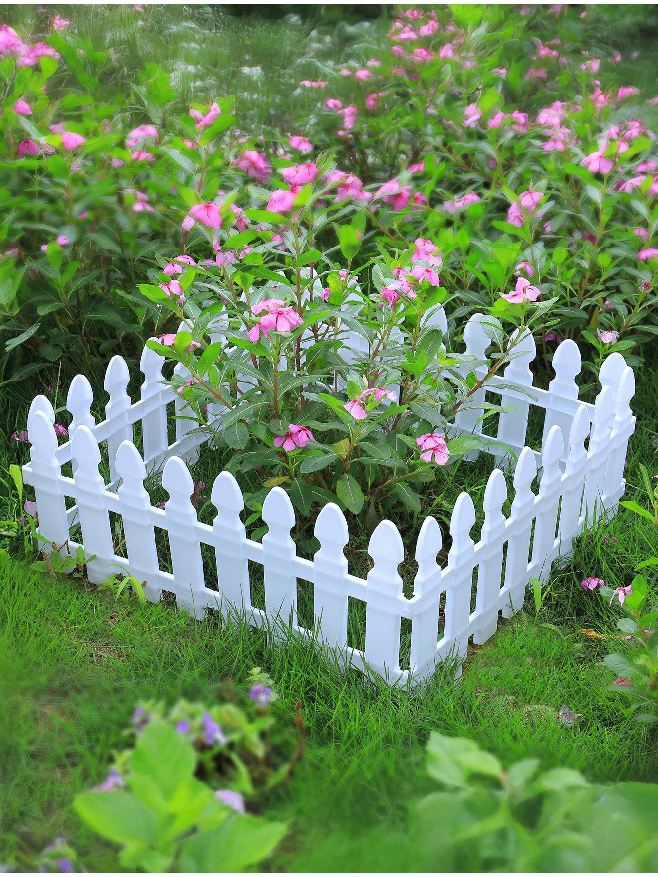 undefined 4Pcs Garden Picket Fence White