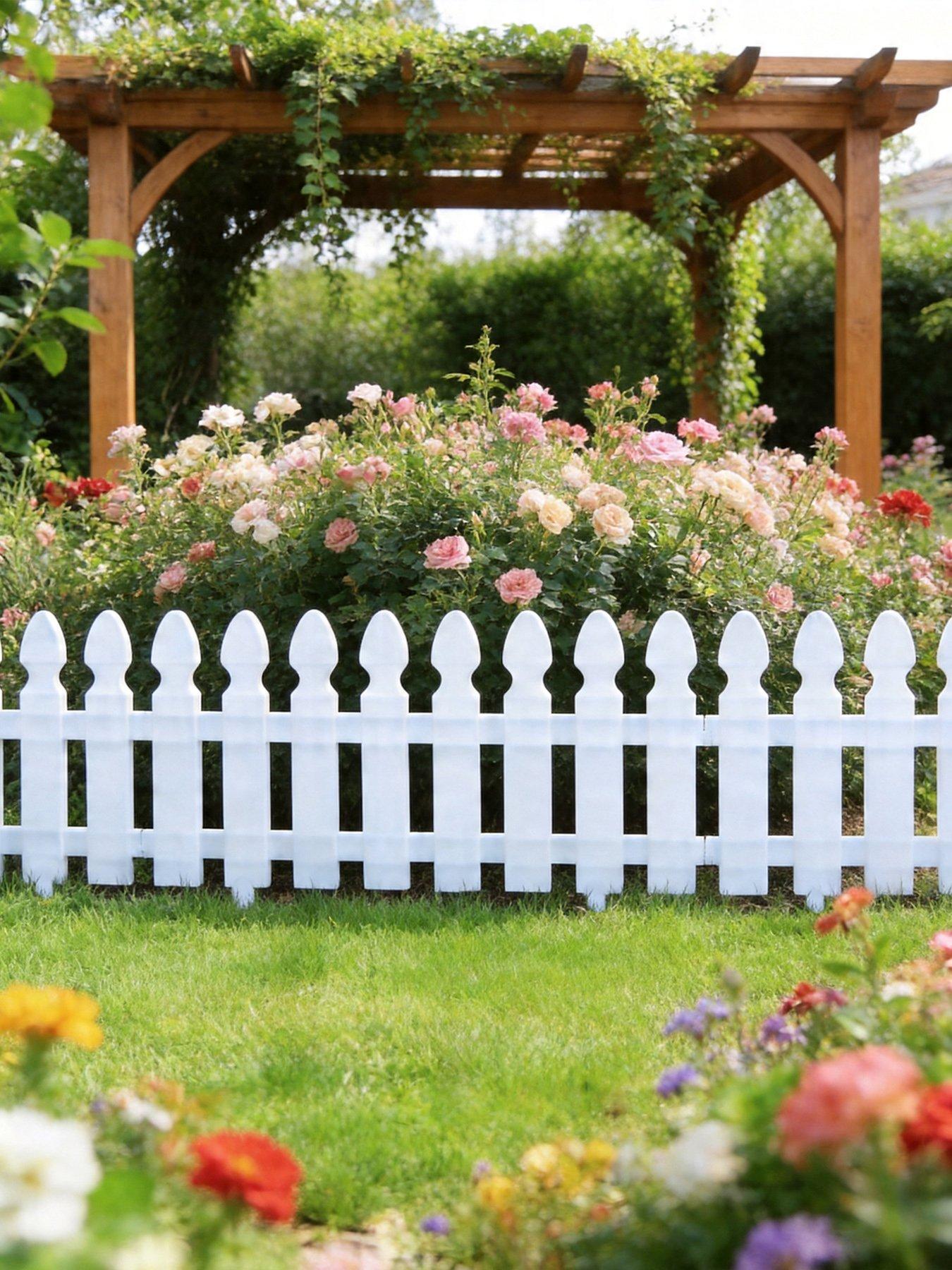 Living and Home 4Pcs Garden Picket Fence White