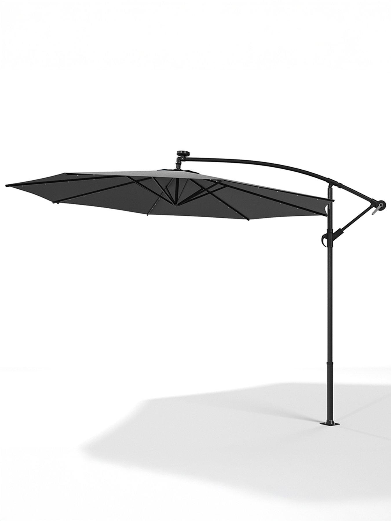 Living and Home 3M LED Cantilever Garden Parasol Without Base Dark Grey