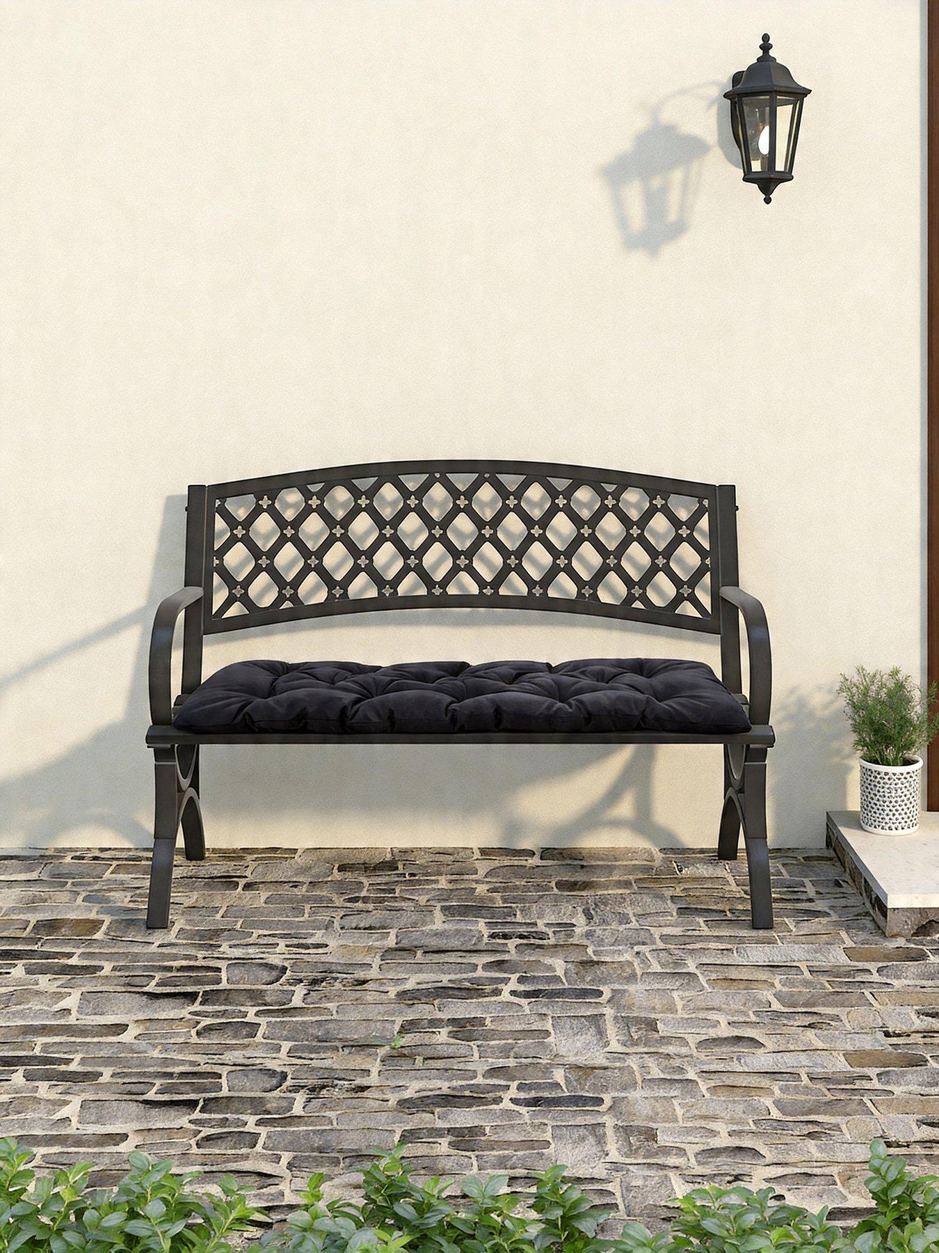 Living and Home Garden Seat Pad Black L 120cm x W 50cm