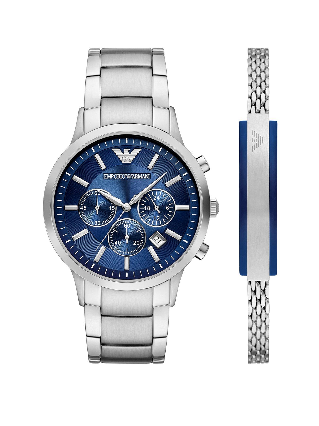 undefined Chronograph Stainless Steel Watch and Bracelet Set